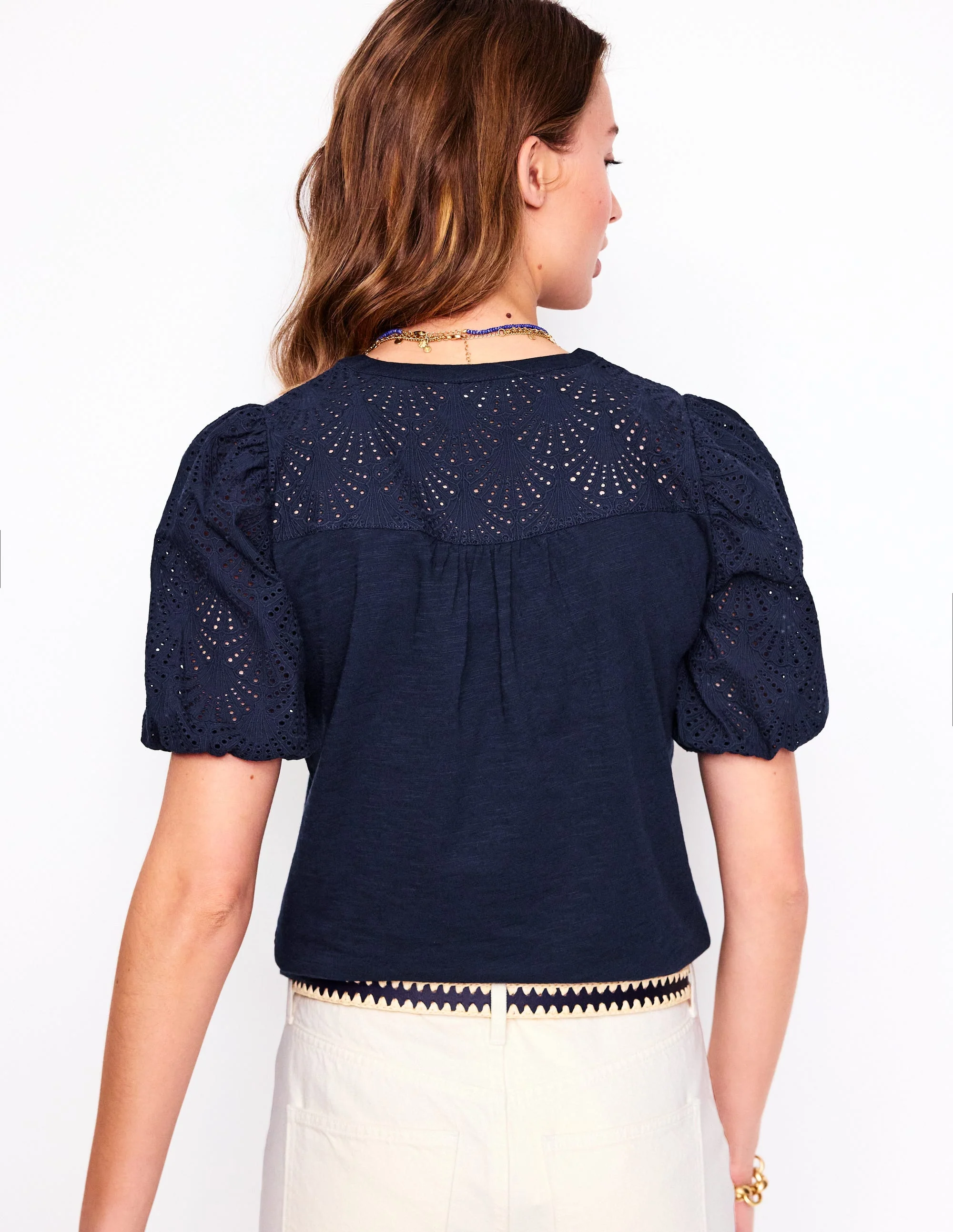 Dolly Oberteil mit Lochstickerei-Aqua Marine Marl - Image 4