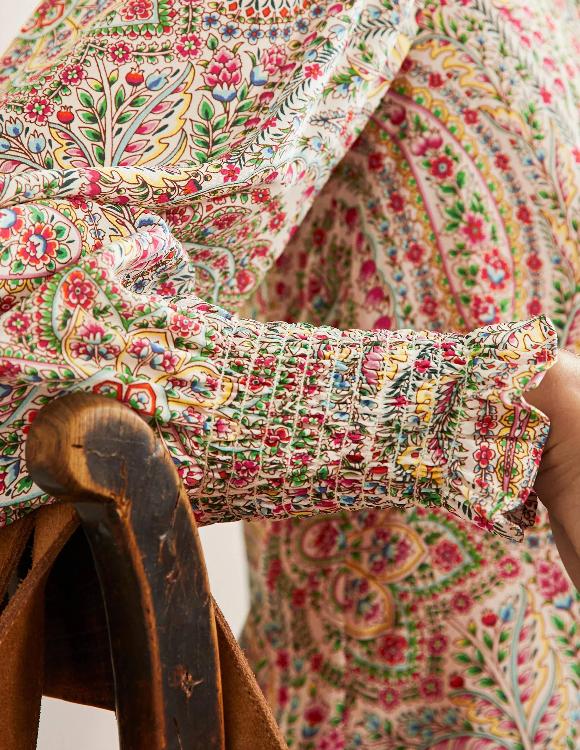 Dominique Seidenhemd-Naturweiß, Florales Paisleymuster - Image 2