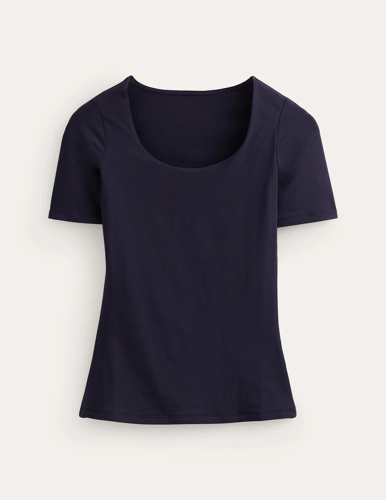 Doppellagiges T-Shirt mit tiefem Rundhalsausschnitt-Aqua Marine Marl - Image 6