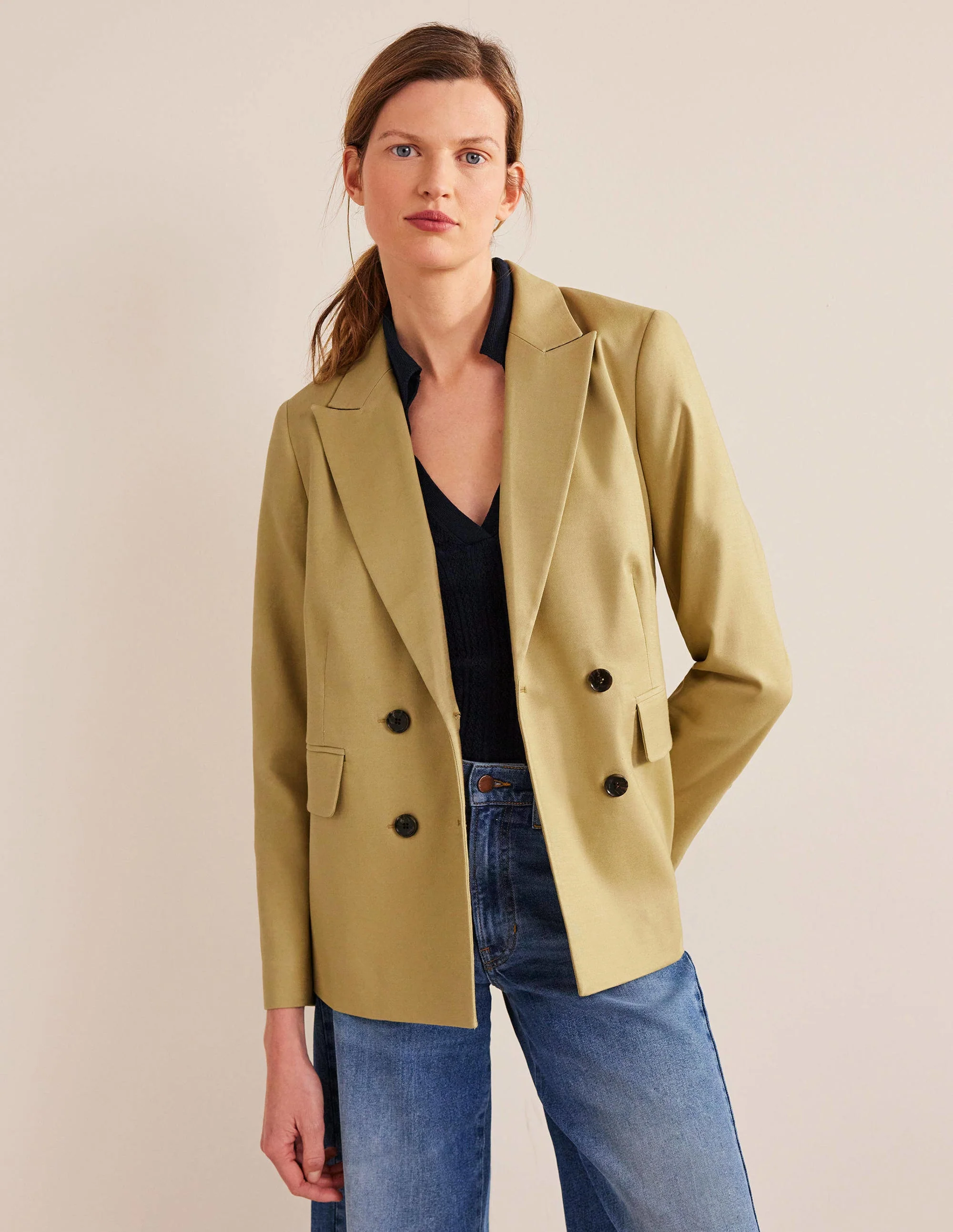 Doppelreihiger Twill-Blazer-Schiefergrün - Image 4