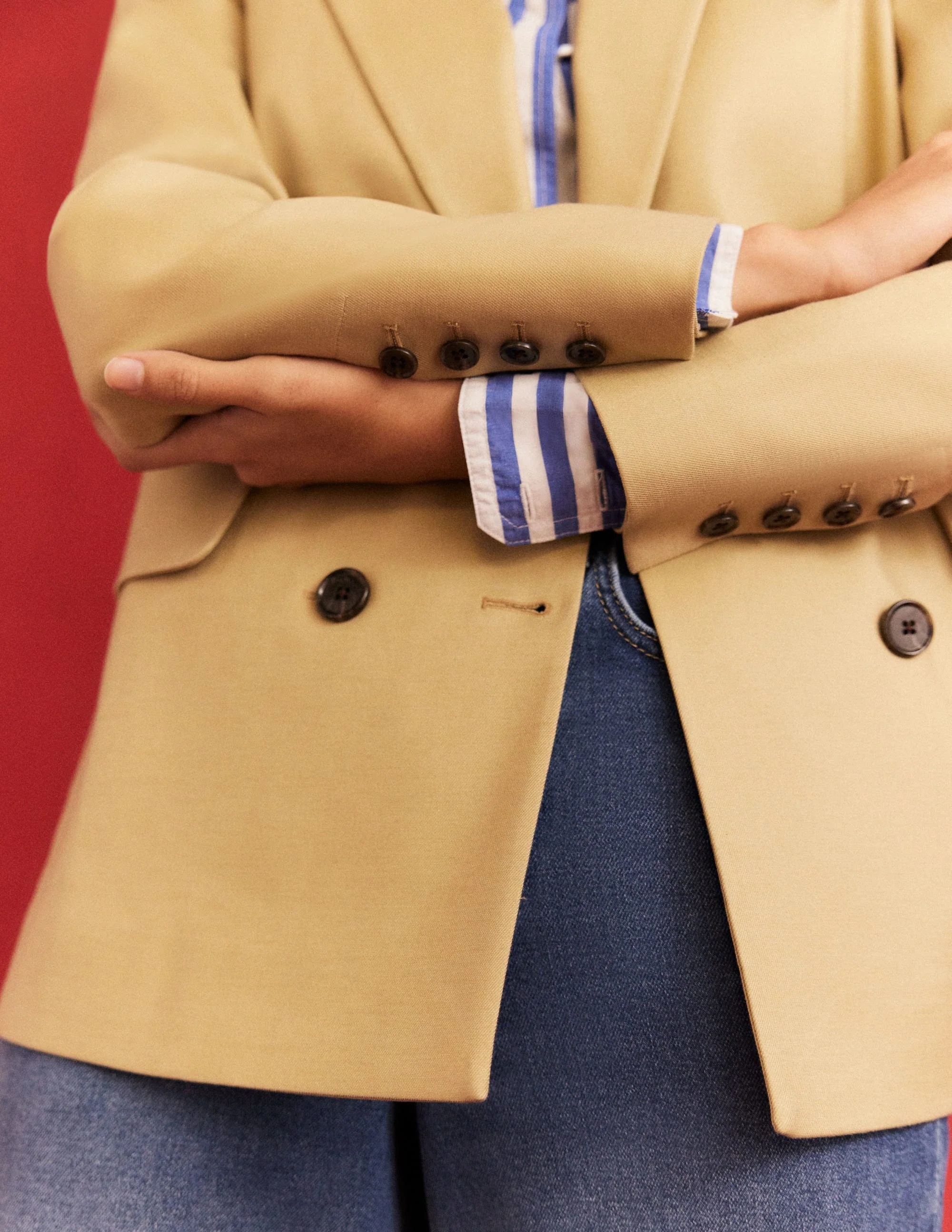 Doppelreihiger Twill-Blazer-Schiefergrün - Image 9