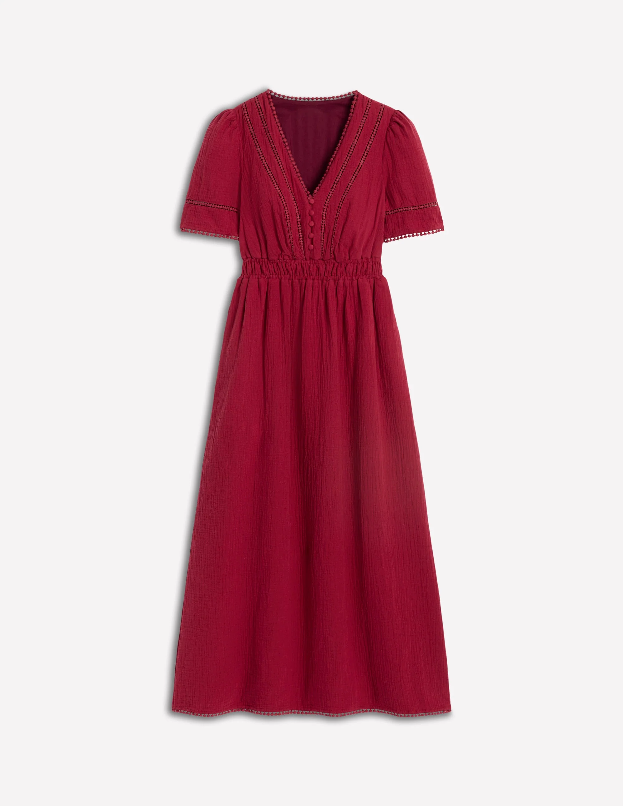 Doppeltuch-Kleid mit Besatz-Granatrot - Image 5