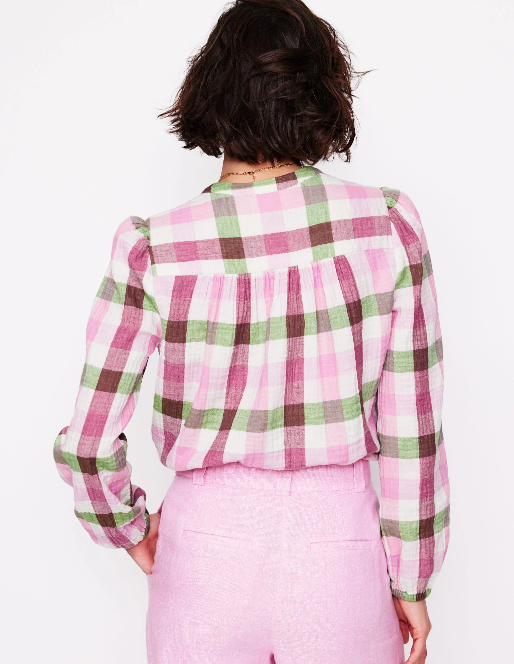 Doppeltuch-Oberteil mit Vichykaro-Rosa und Grün Vichykaro - Image 3