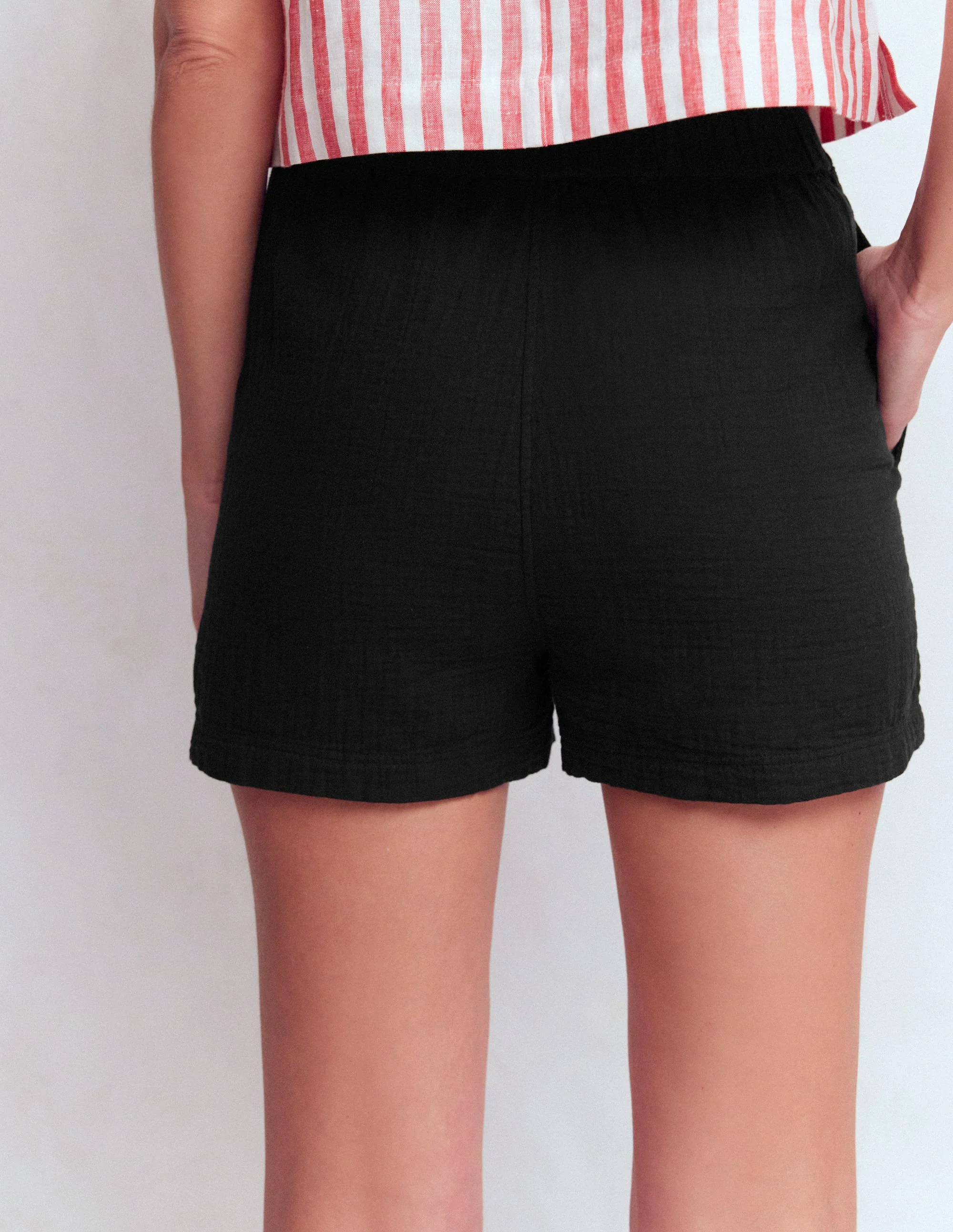 Doppeltuch-Shorts zum Hineinschlüpfen-Schwarz - Image 3