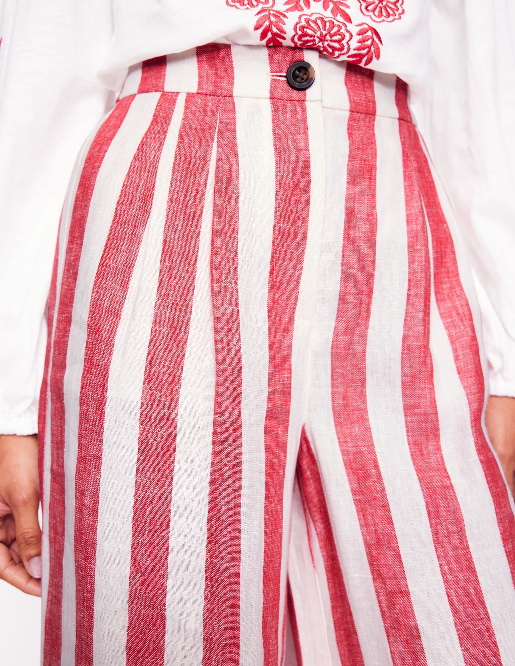 Dulwich Leinenhose-Erdbeerkuchenrot Streifen - Image 3