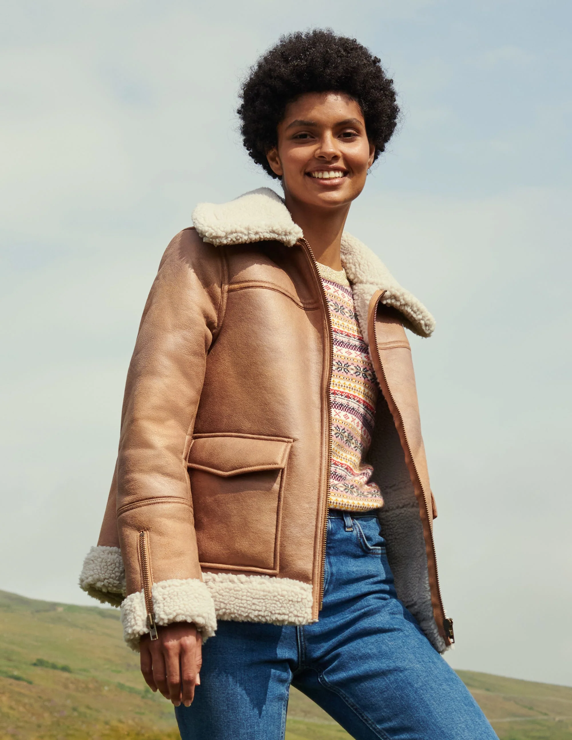 Dunmore Lammfelljacke-Karamellbraun - Image 6