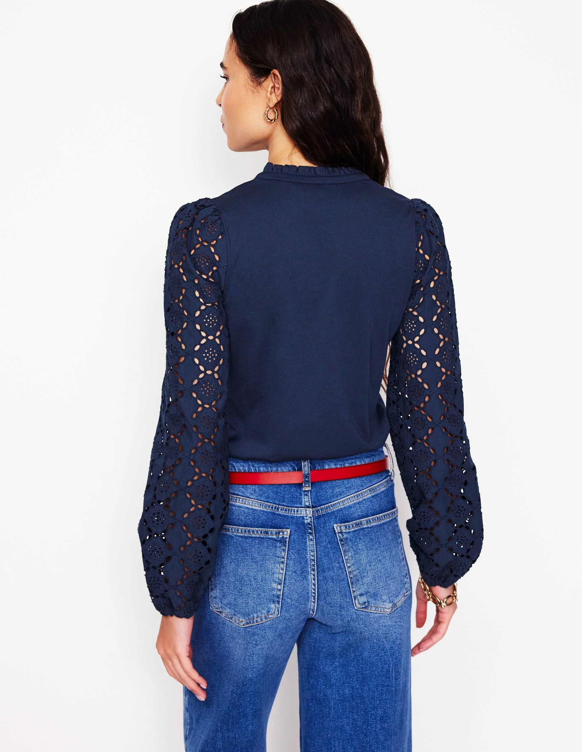 Eden Bluse mit Lochstickerei-Aqua Marine Marl - Image 3