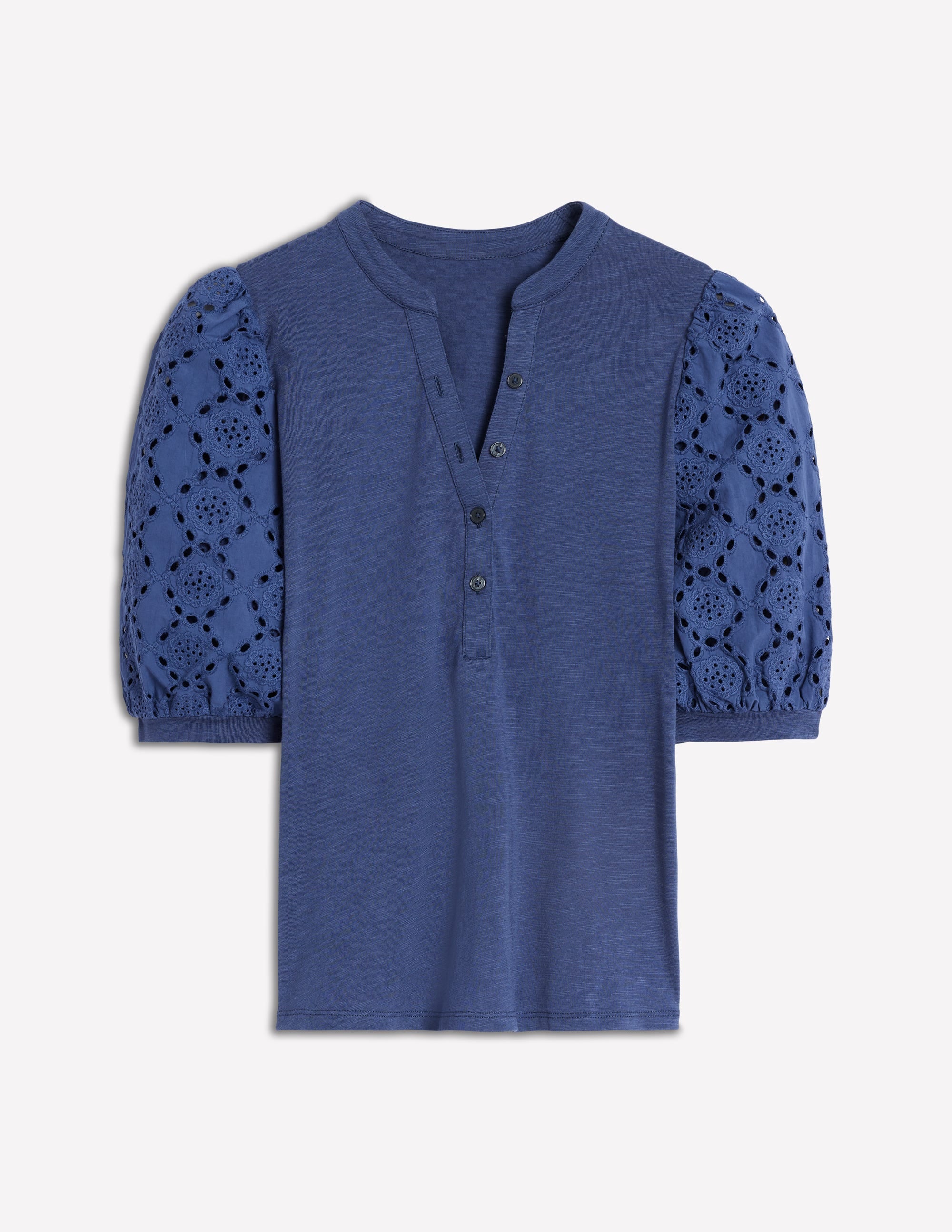 Eden Henley-Shirt mit Puffärmeln-Denim-Blau - Image 5