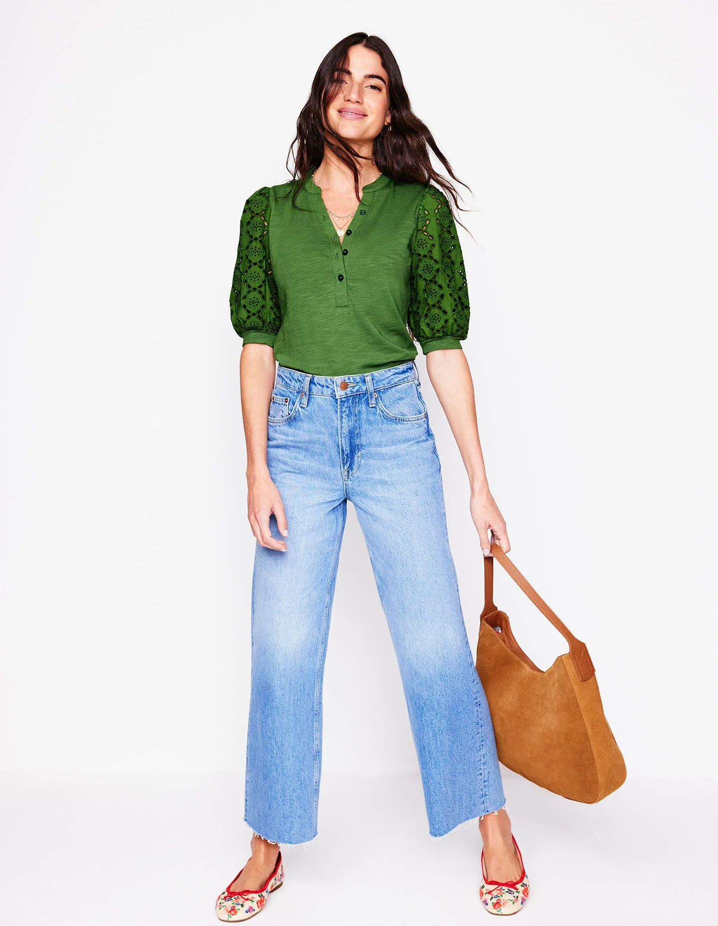 Eden Henley-Shirt mit Puffärmeln-Promenadengrün - Image 5