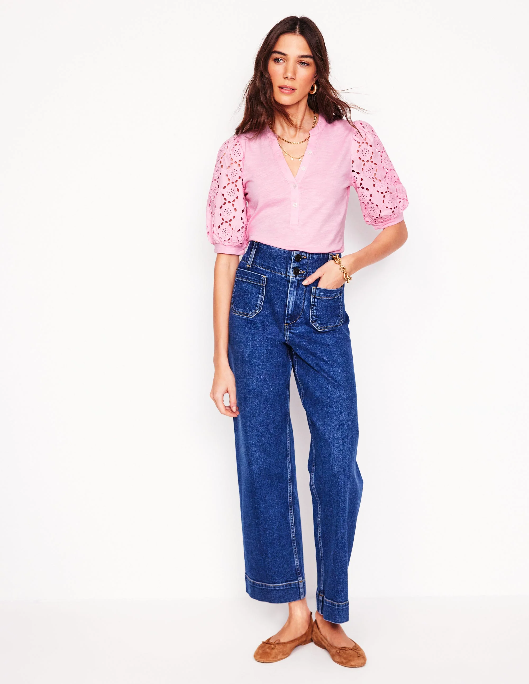 Eden Henley-Shirt mit Puffärmeln-Rosa - Image 5