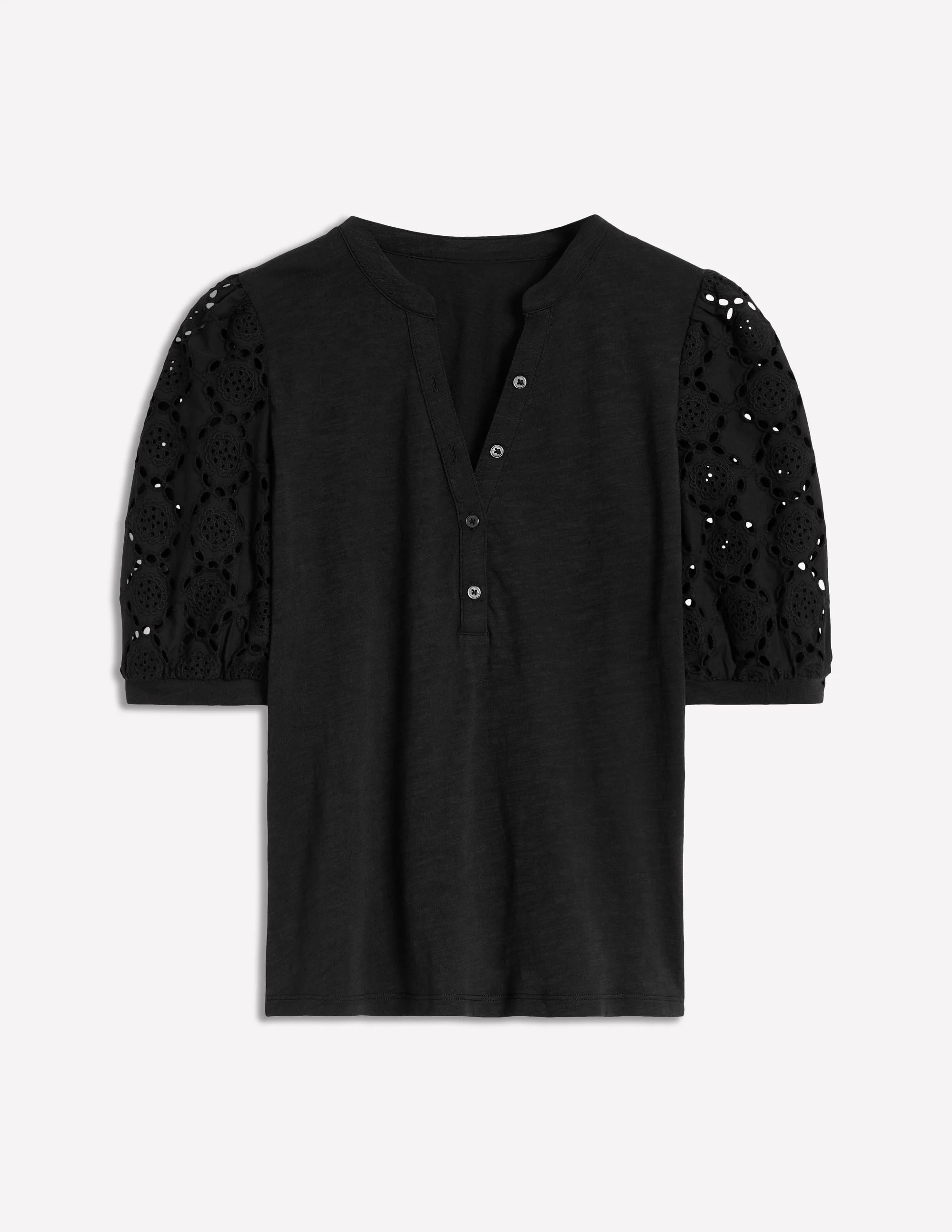 Eden Henley-Shirt mit Puffärmeln-Schwarz - Image 5
