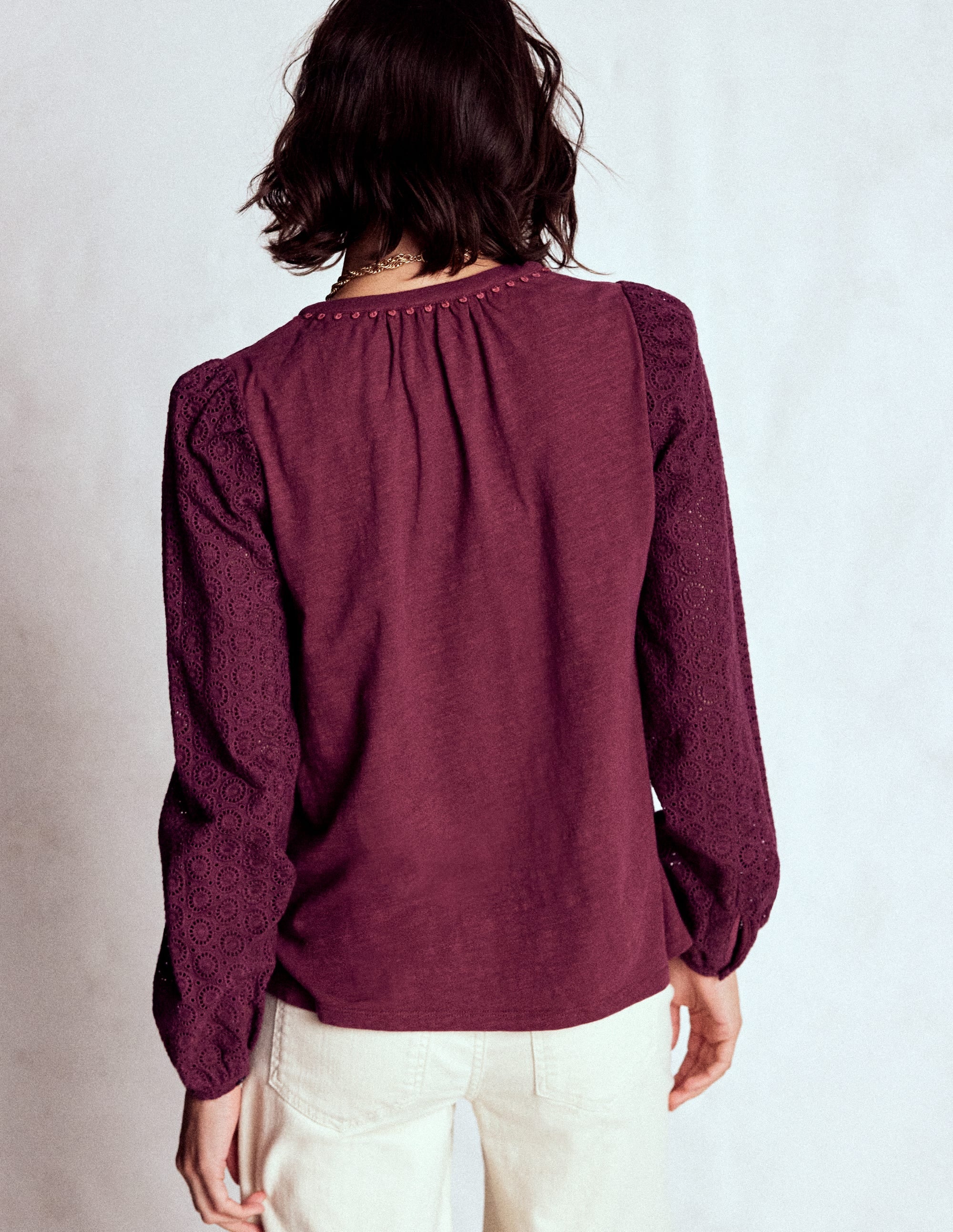 Eden Jerseyhemd mit Lochstickerei-Dunkelviolett - Image 3
