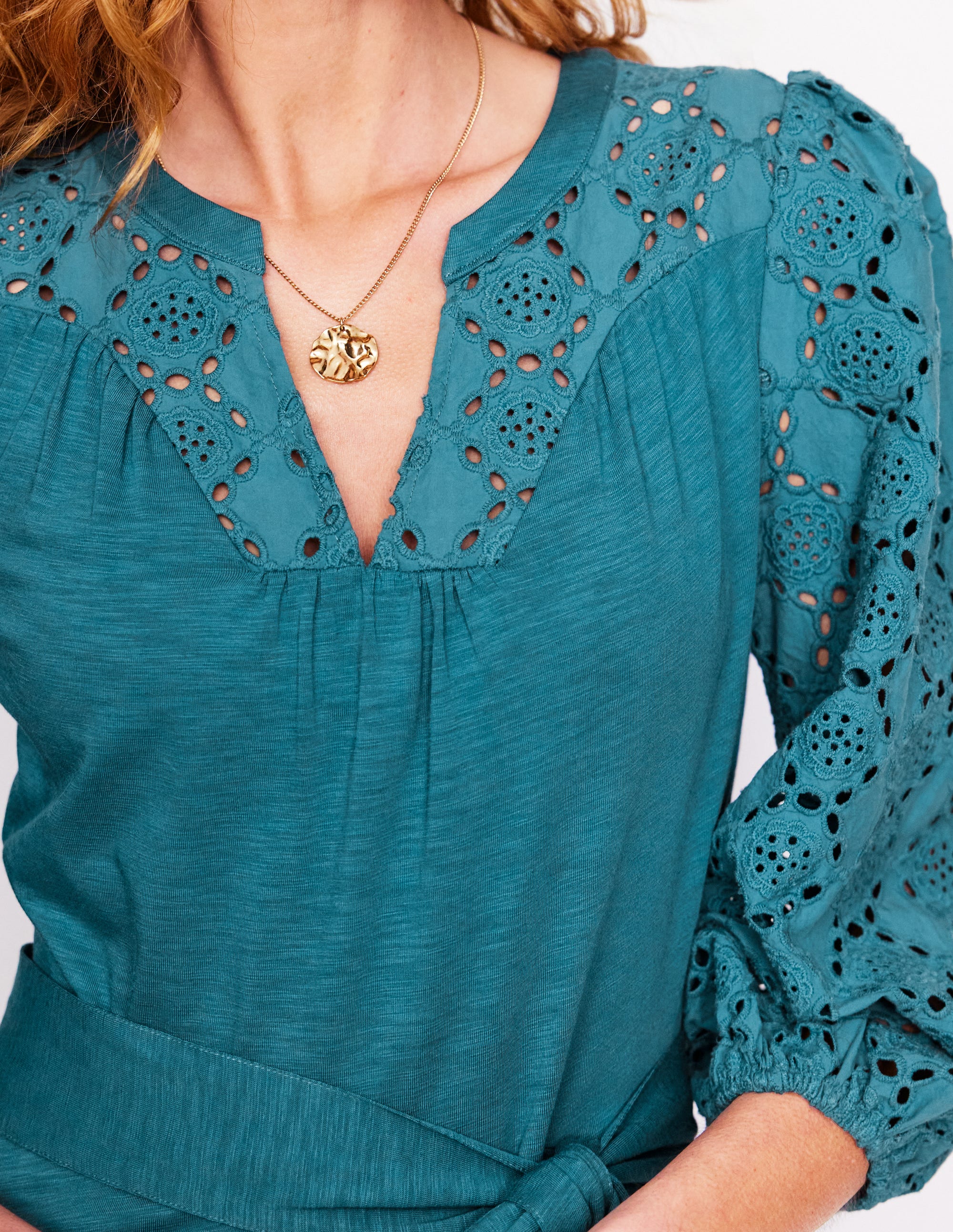 Eden Jerseykleid mit Lochstickerei-Wasserfallblau - Image 2