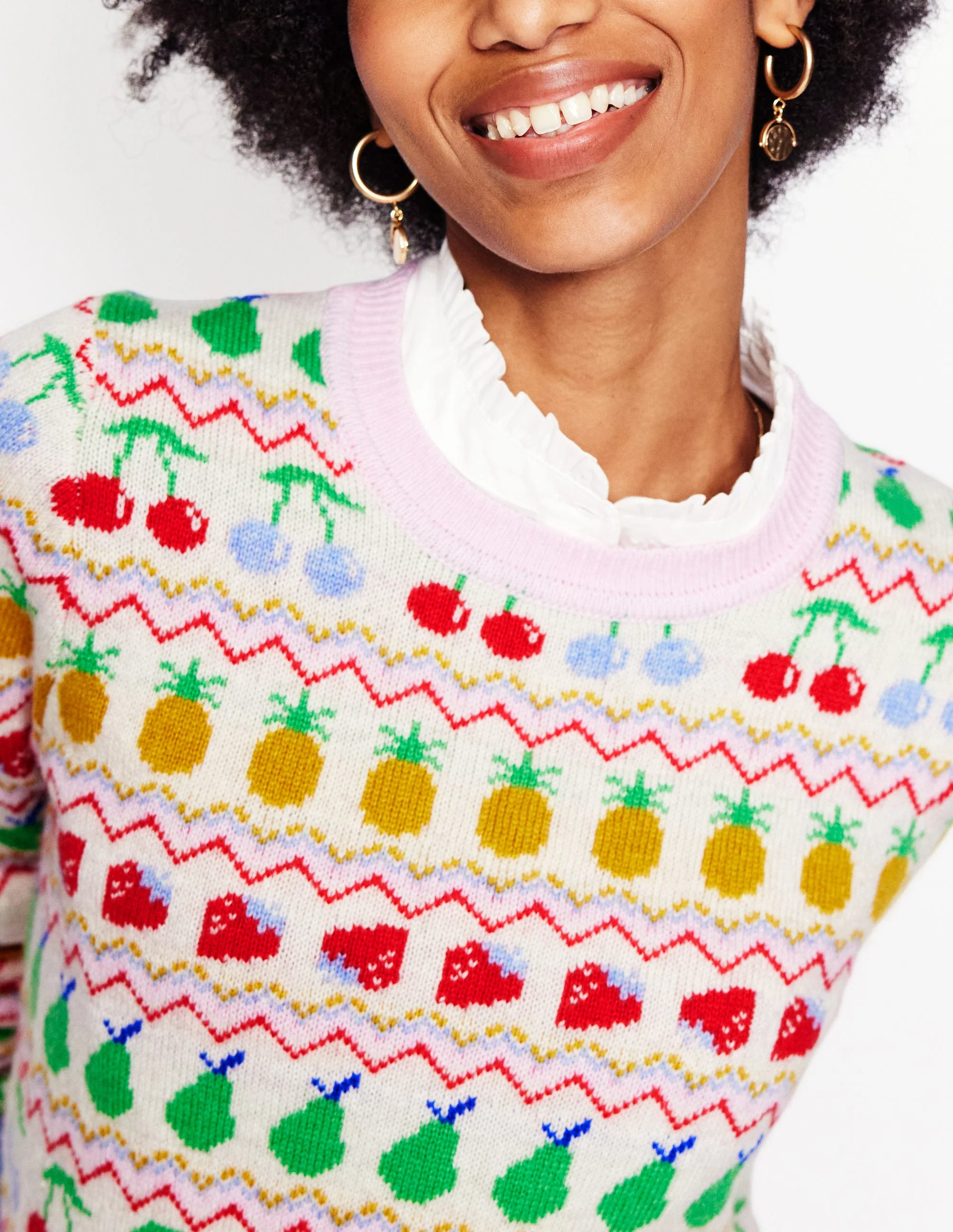 Edie Fair-Isle-Pullover-Beige Meliert, Obst - Image 4