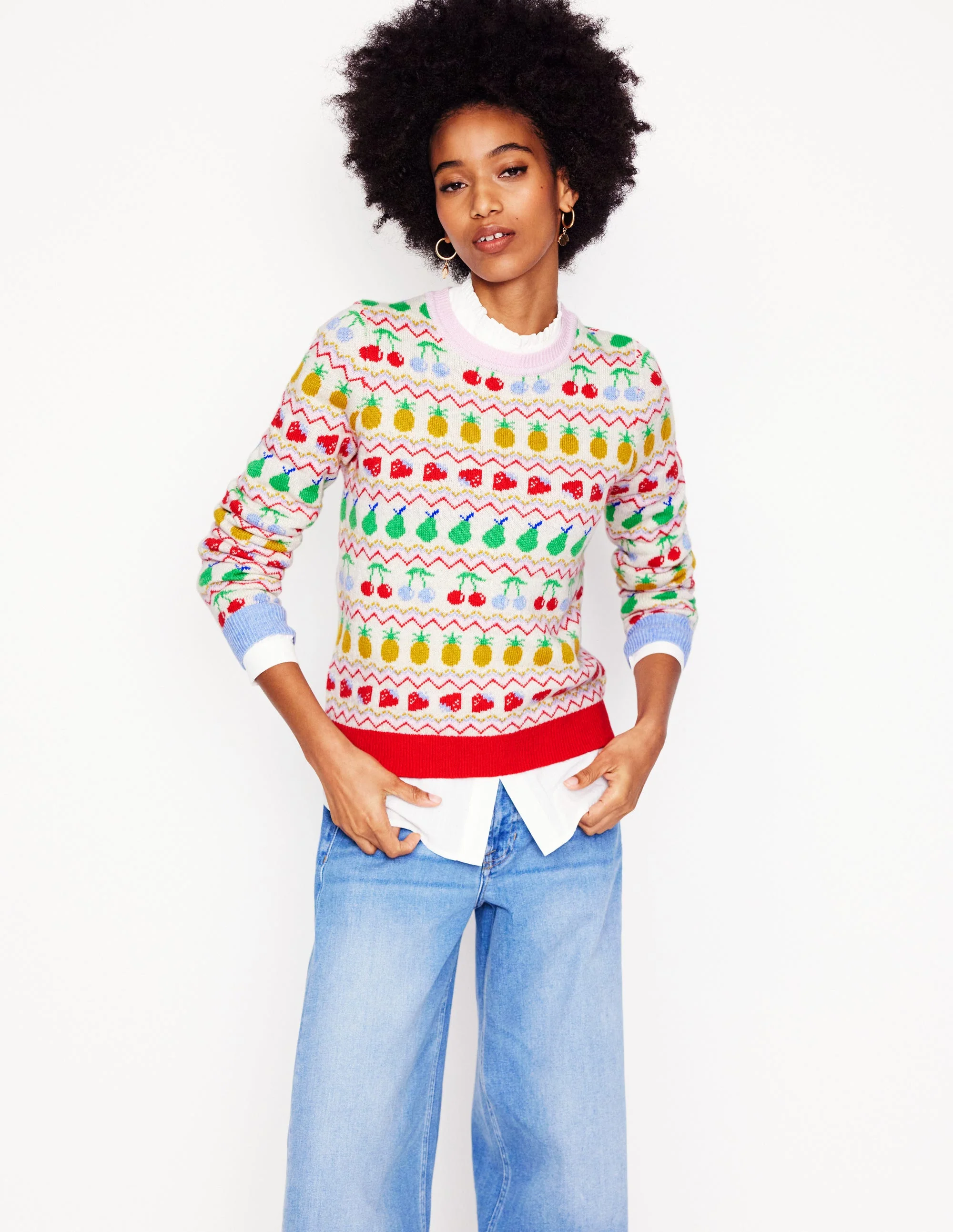 Edie Fair-Isle-Pullover-Beige Meliert, Obst - Image 5