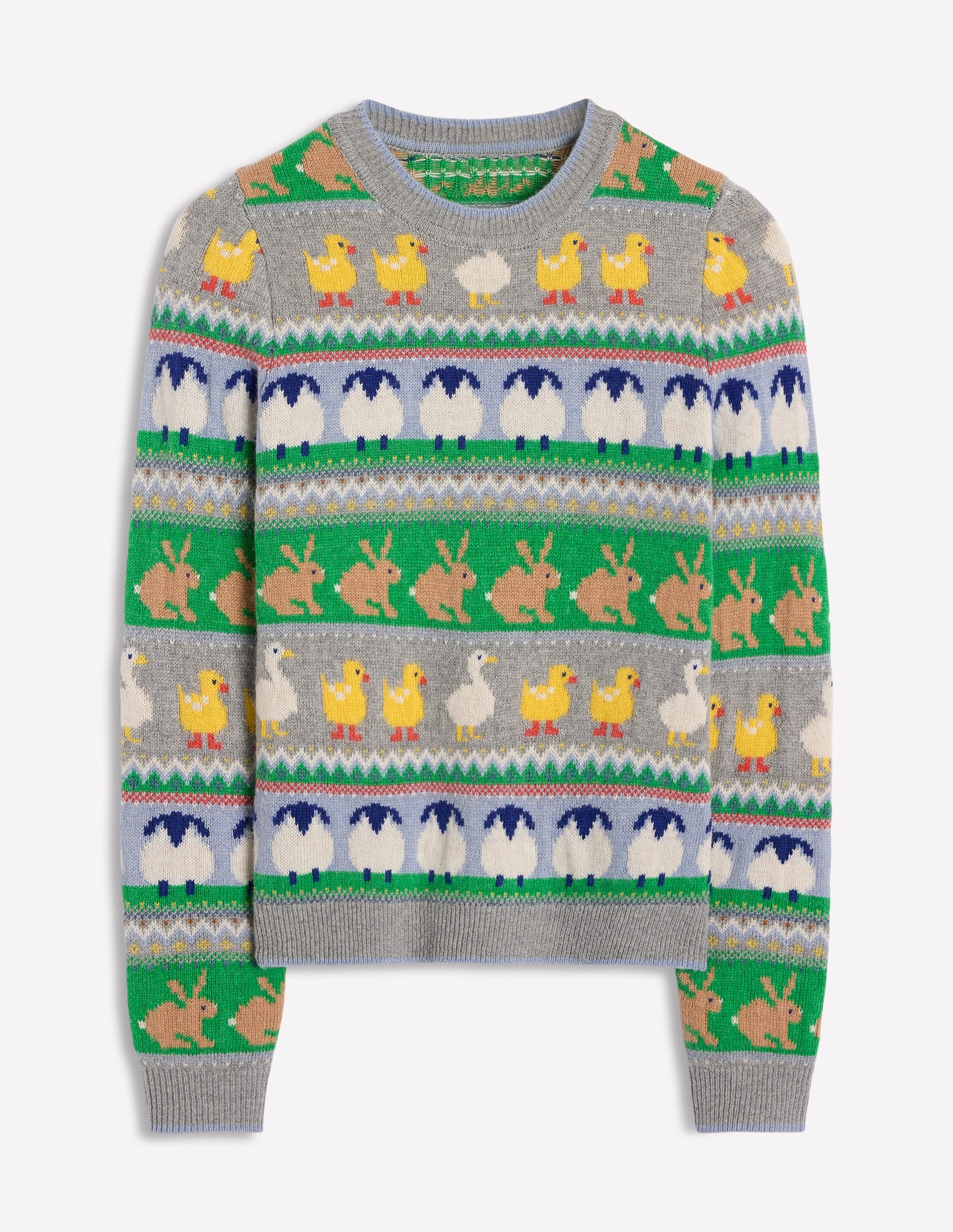 Edie Fair-Isle-Pullover-Grau Melange, Tier - Image 6