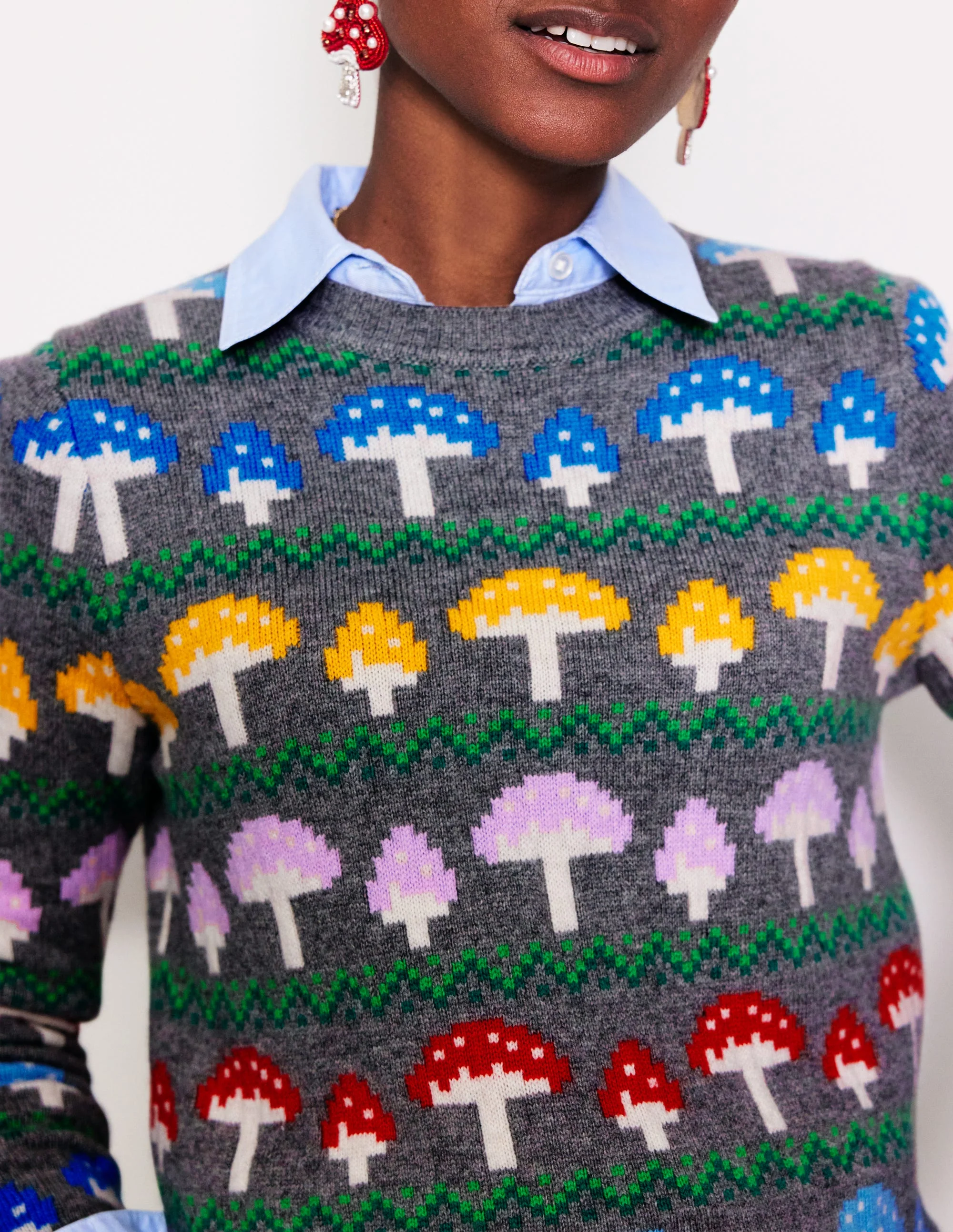 Edie Fair-Isle-Pullover-Grau Pilz - Image 2