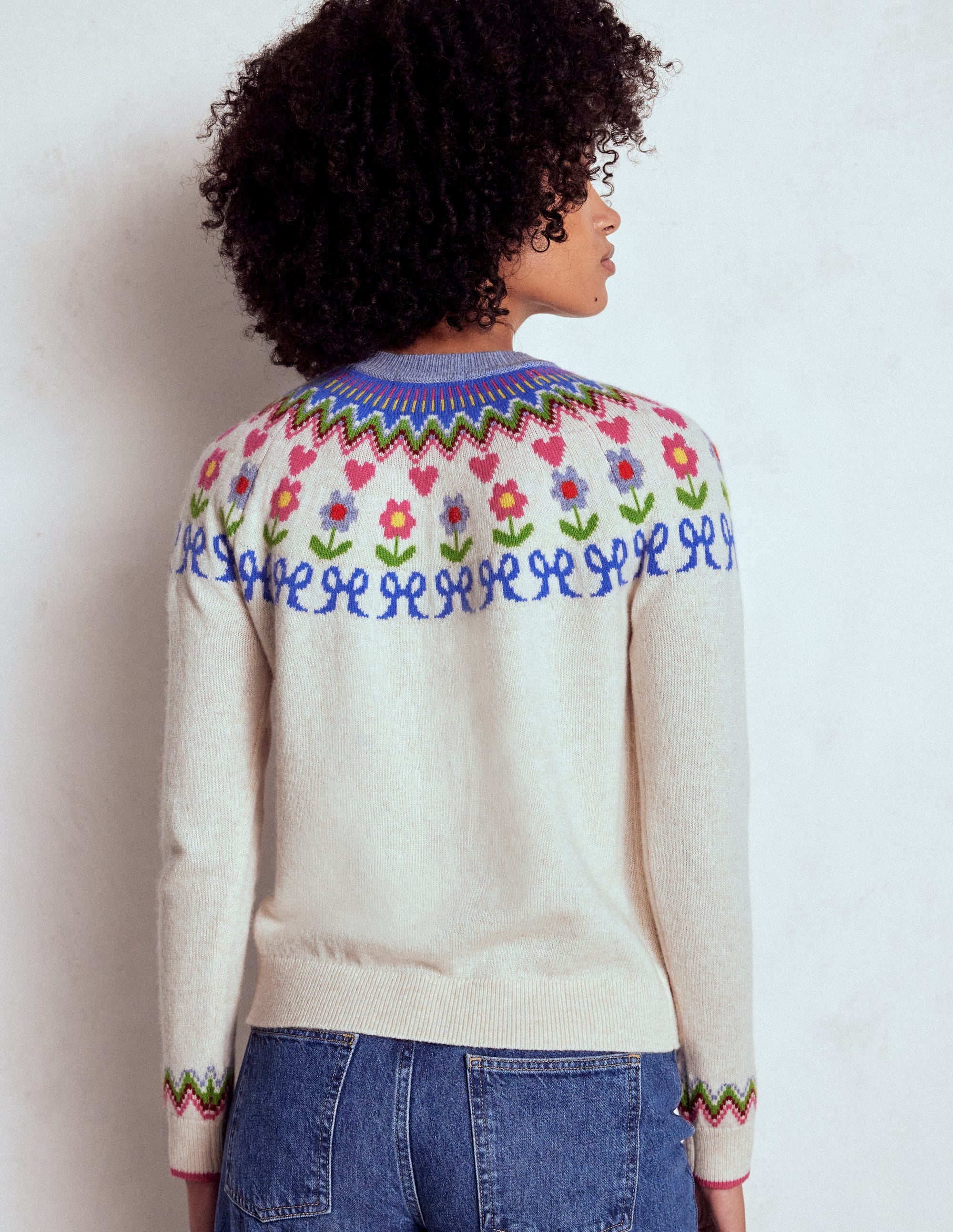 Edie Fair-Isle-Pullover-Haferbeige Meliert, Blumen - Image 3