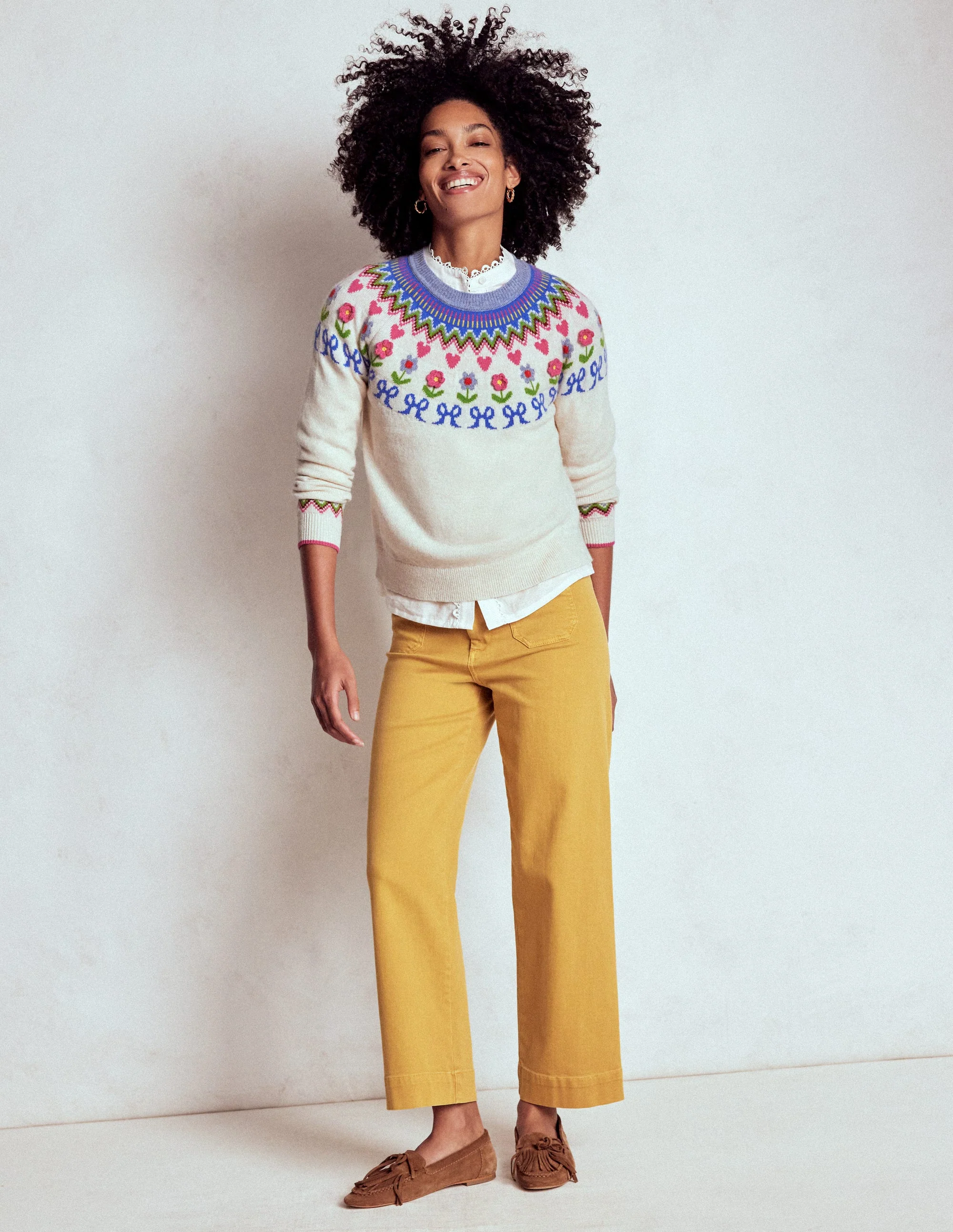 Edie Fair-Isle-Pullover-Haferbeige Meliert, Blumen - Image 4