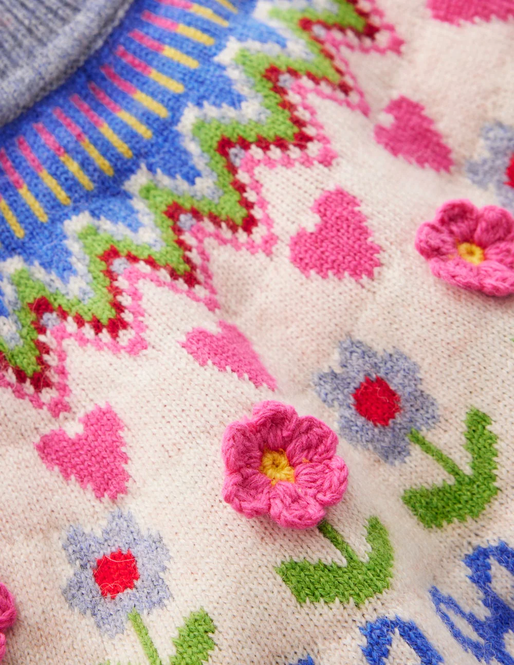 Edie Fair-Isle-Pullover-Haferbeige Meliert, Blumen - Image 7