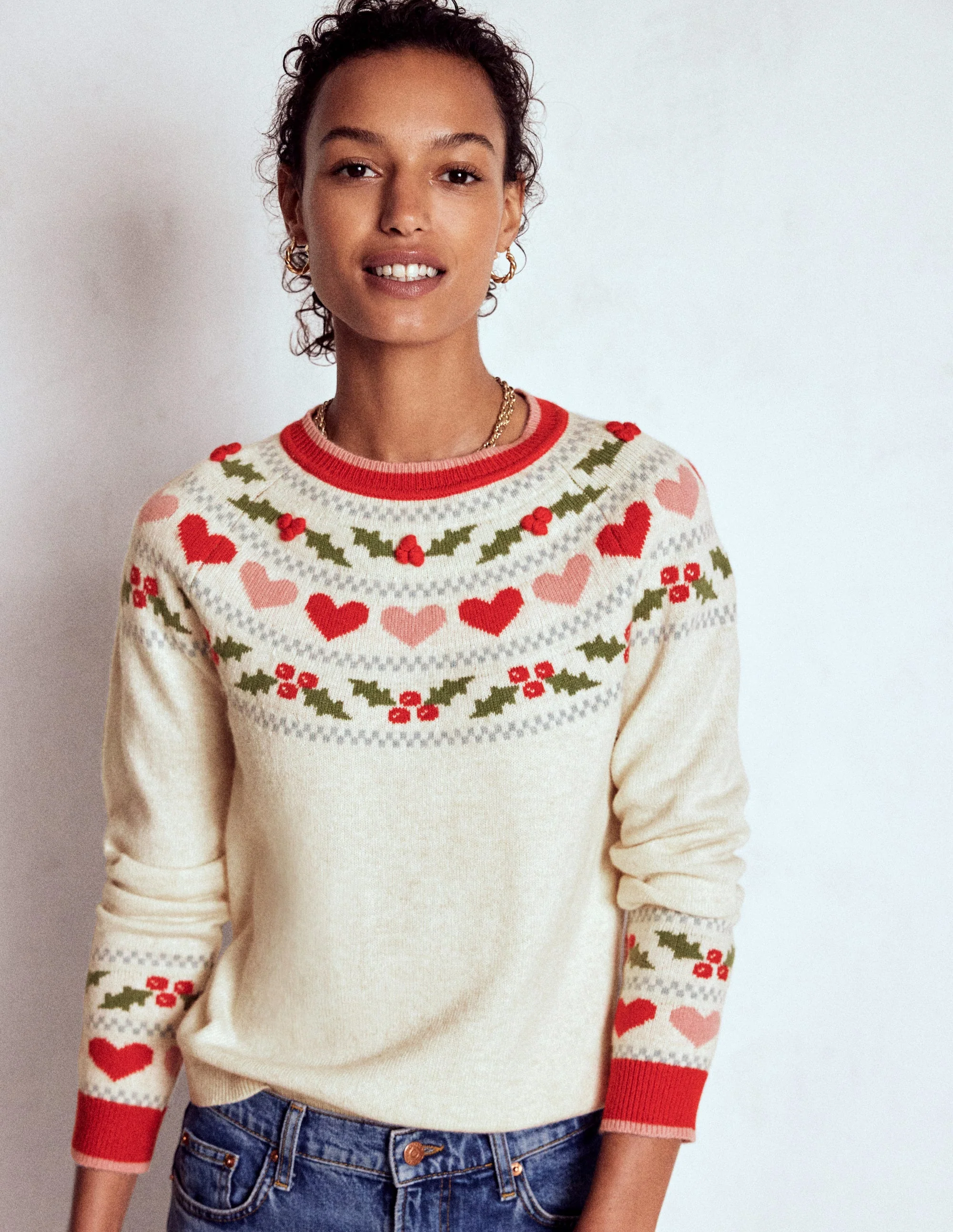 Edie Fair-Isle-Pullover-Haferbeige meliert, Holly - Image 2