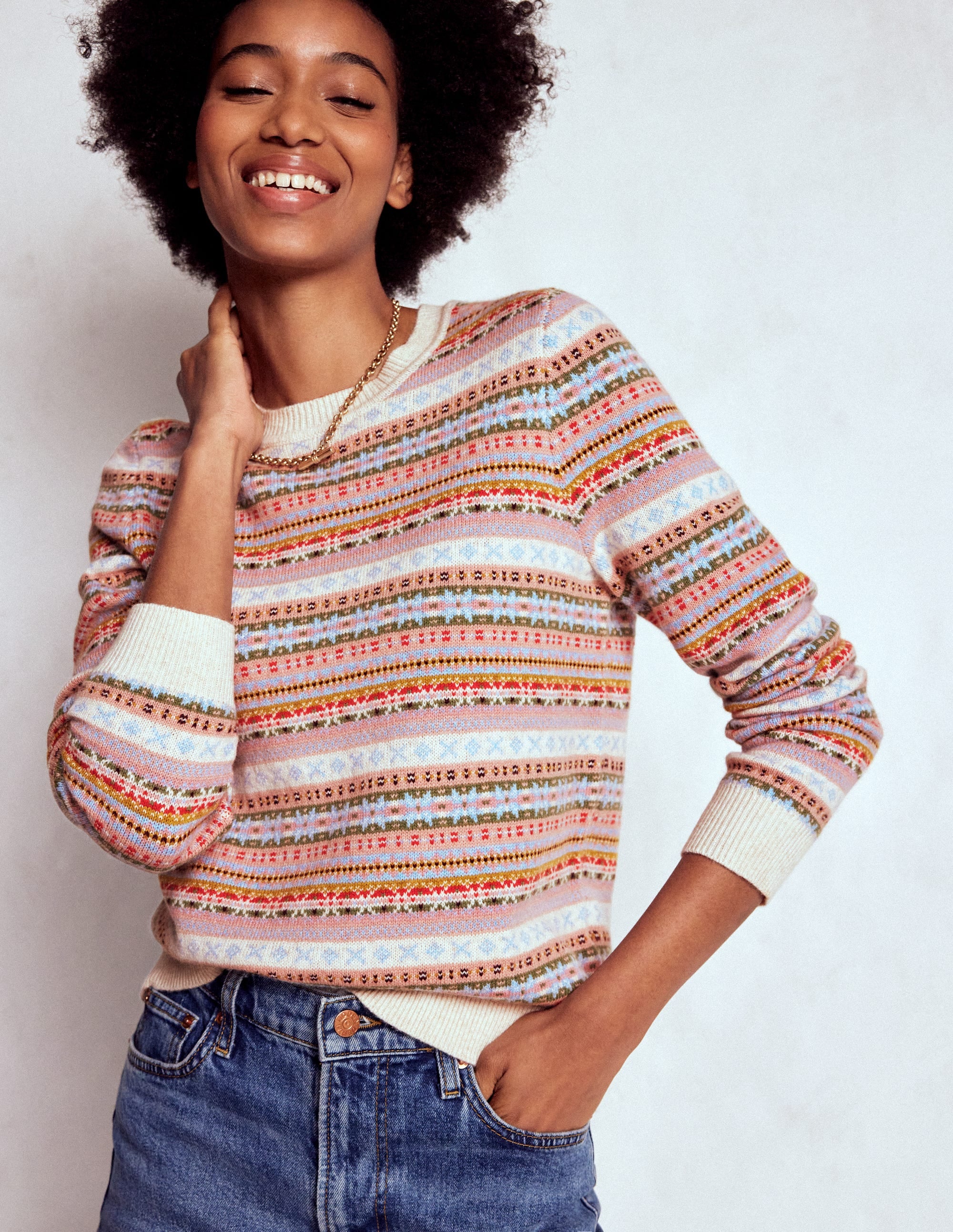 Edie Fair-Isle-Pullover-Klassisch Fair-Isle