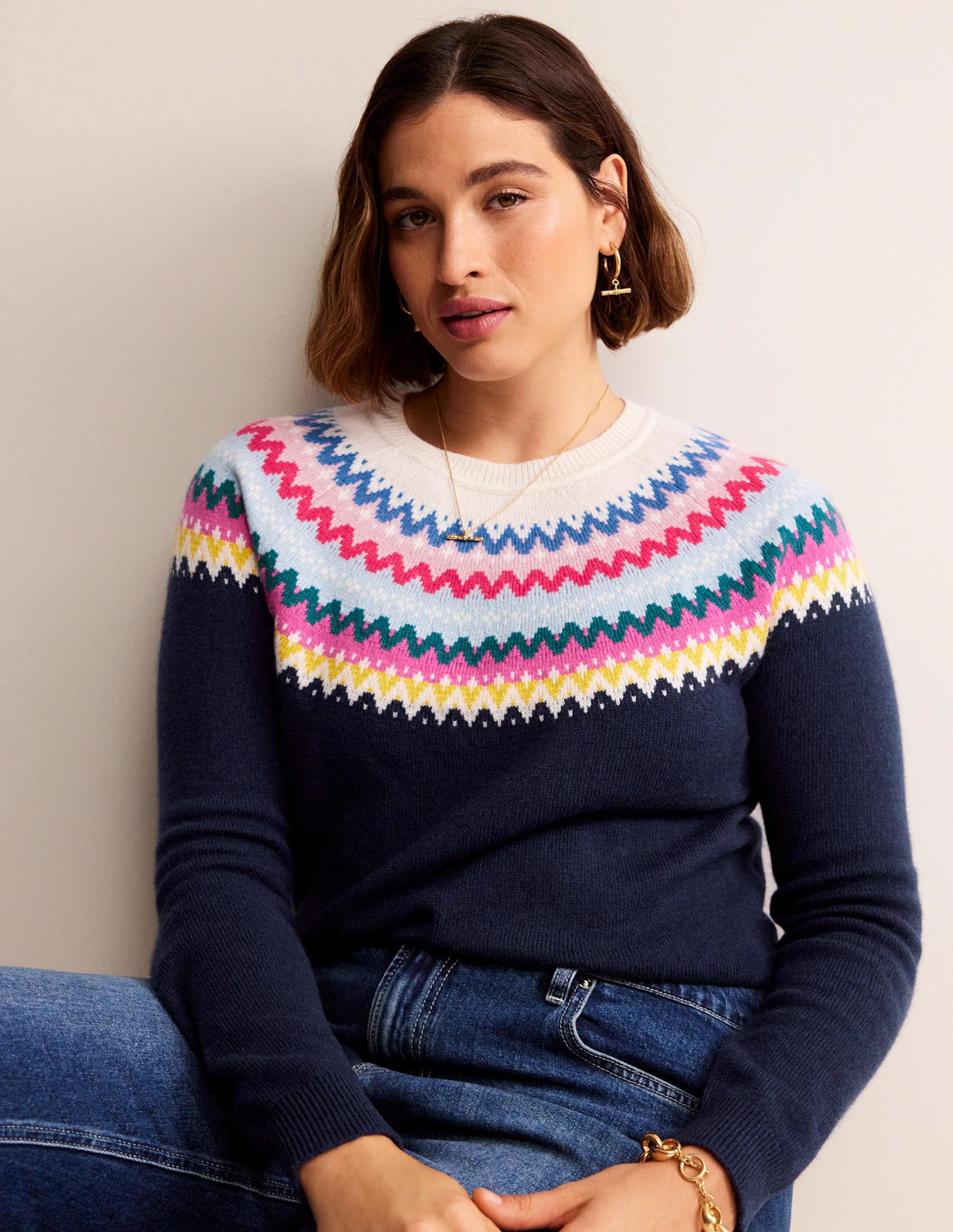 Edie Fair-Isle-Pullover-Klassisches Marineblau Fair-Isle - Image 7