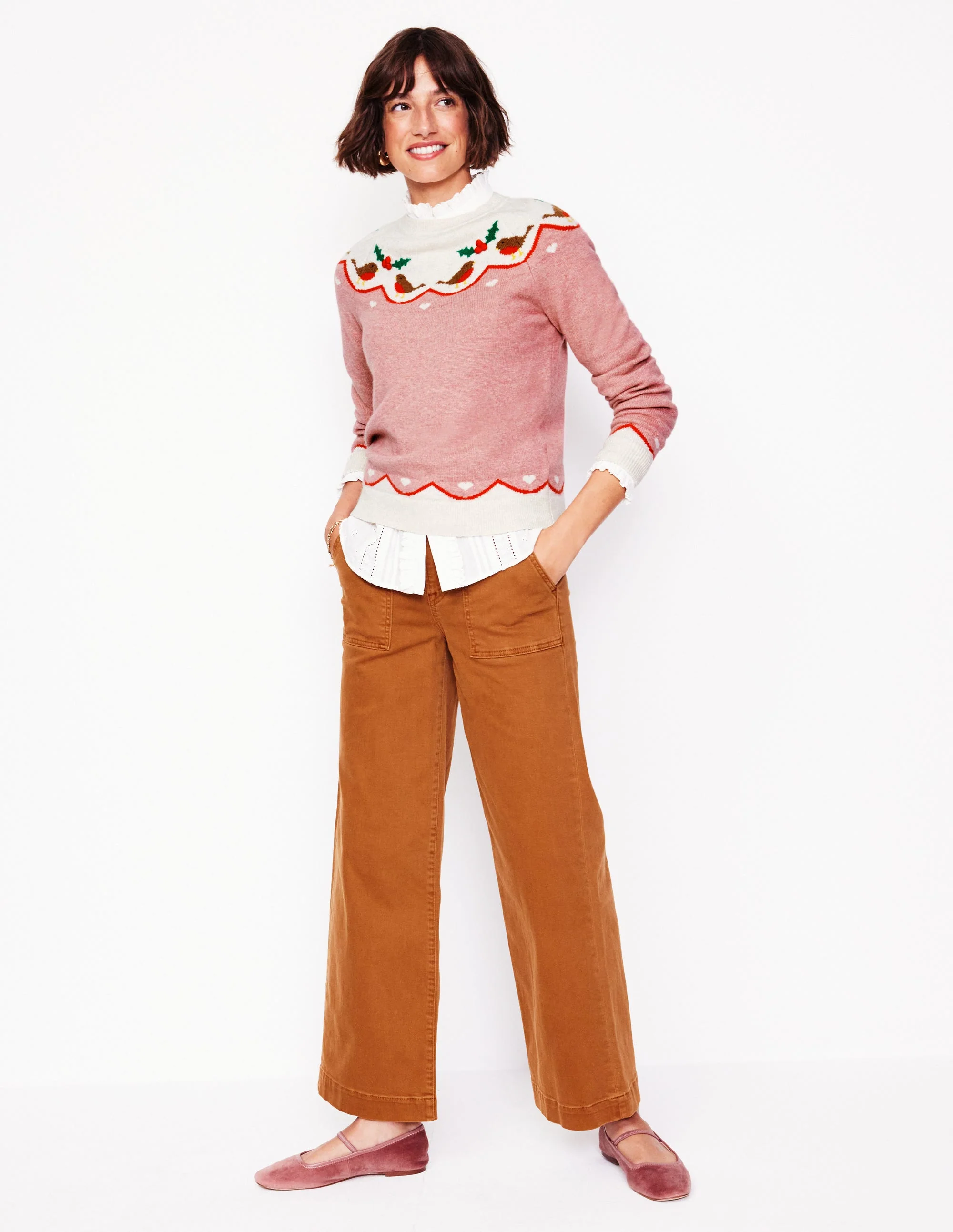 Edie Fair-Isle-Pullover-Quarzrosa, Rotkehlchen - Image 4