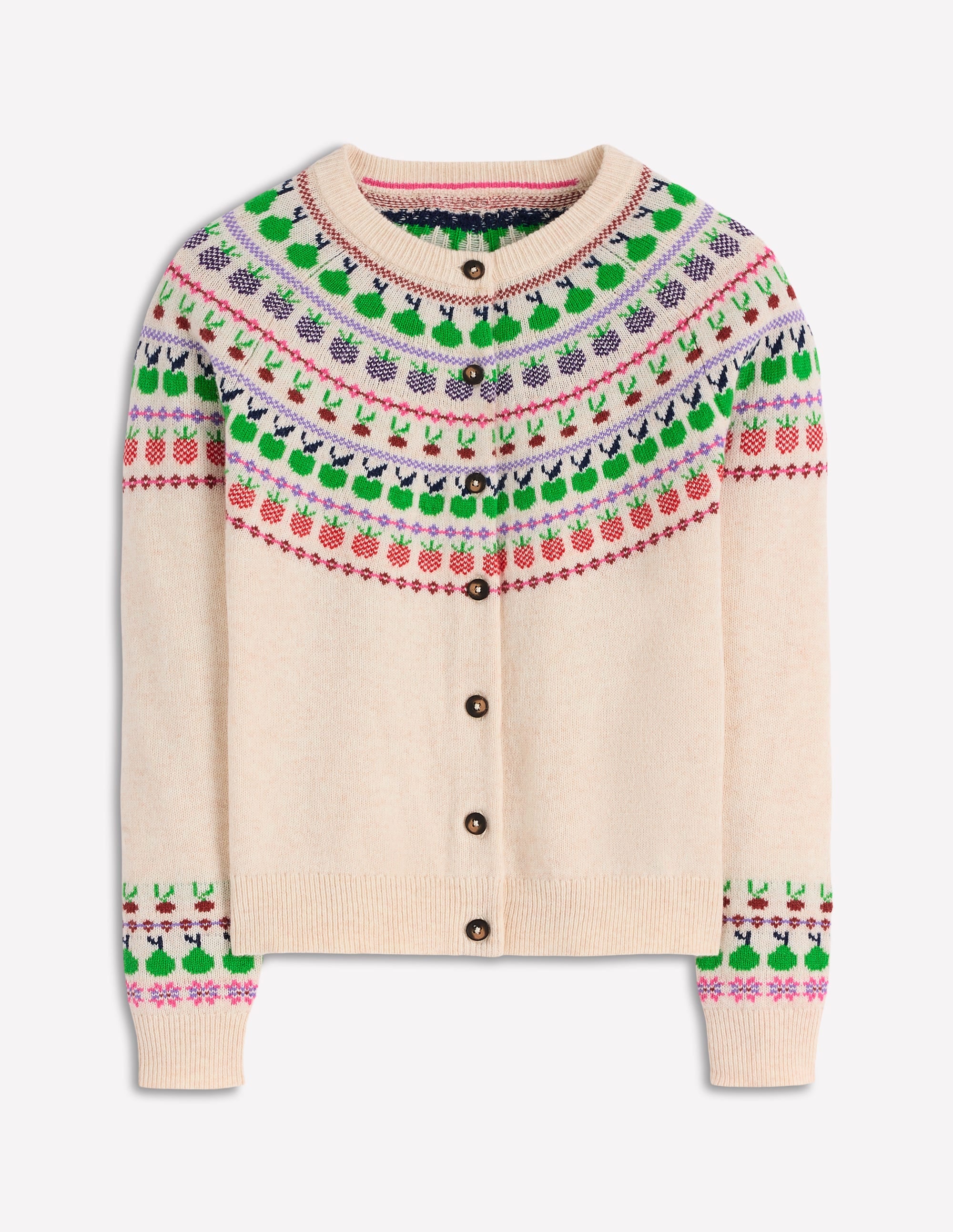 Edie Fair-Isle-Strickjacke-Beige Meliert, Obst - Image 6