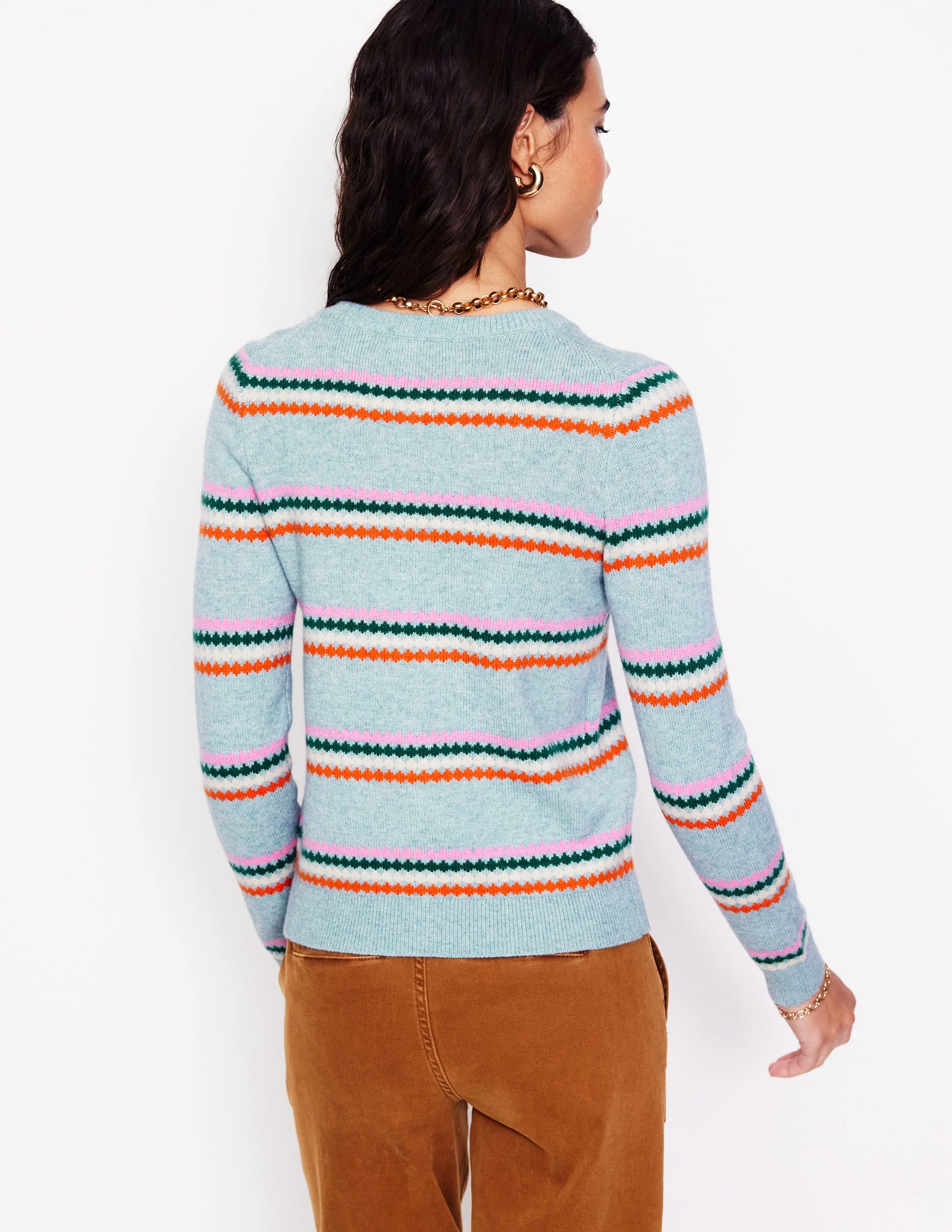 Edie Fair-Isle-Strickjacke-Blau Diamant - Image 3