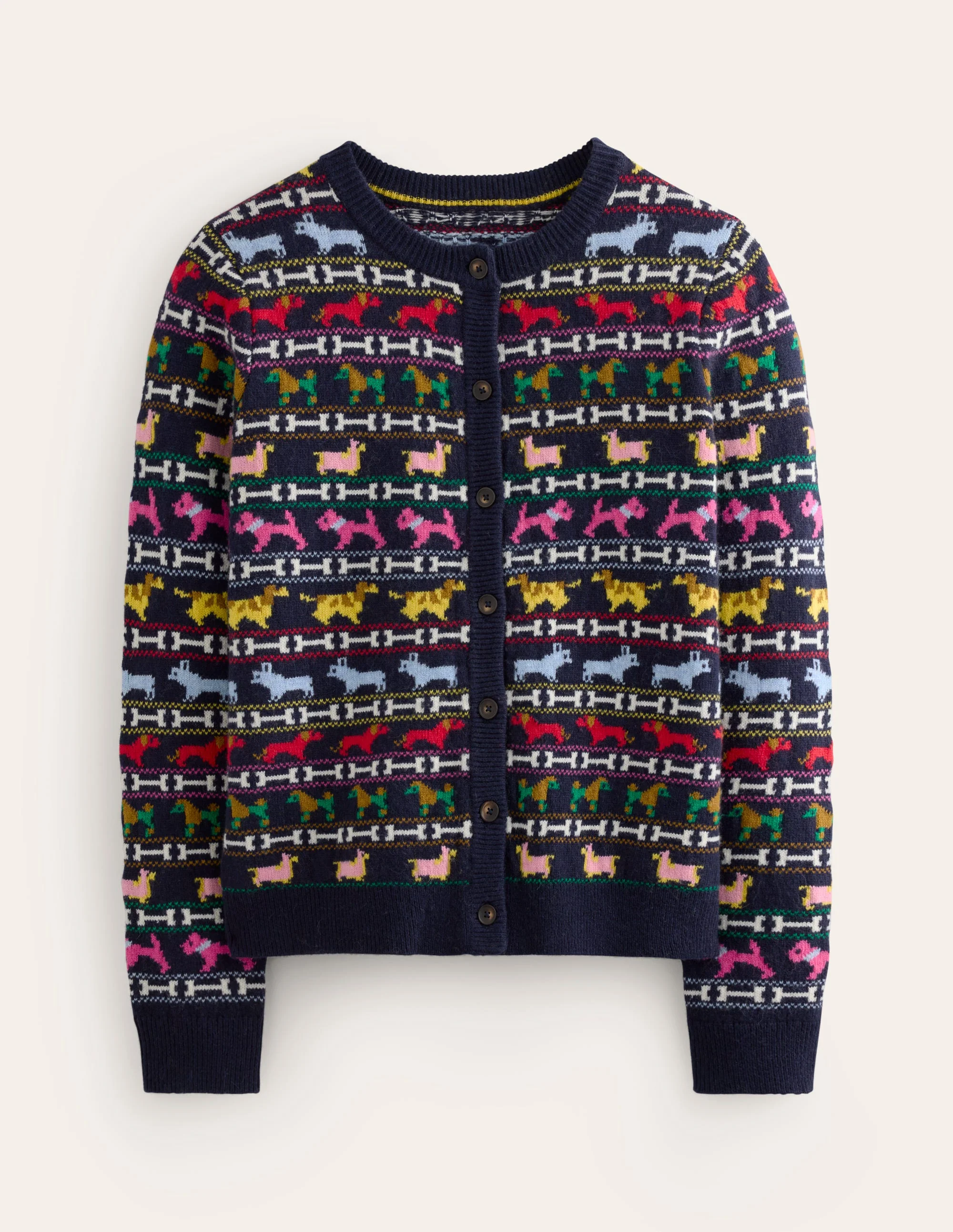 Edie Fair-Isle-Strickjacke-Marineblau, Hunde - Image 10