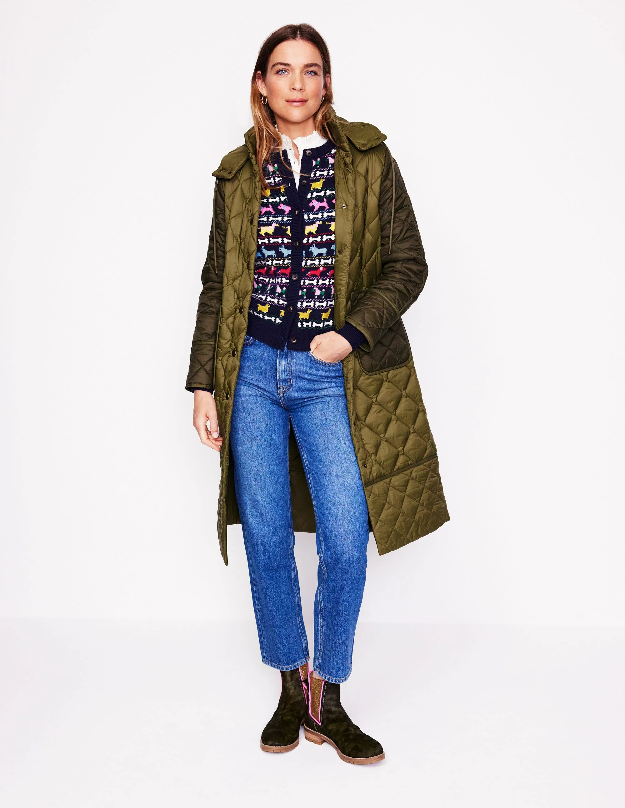 Edie Fair-Isle-Strickjacke-Marineblau, Hunde - Image 5