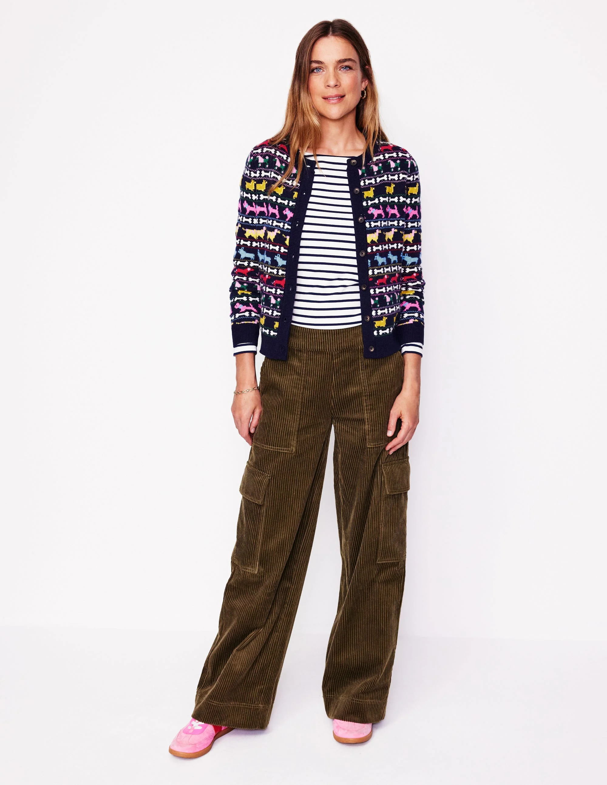 Edie Fair-Isle-Strickjacke-Marineblau, Hunde - Image 6