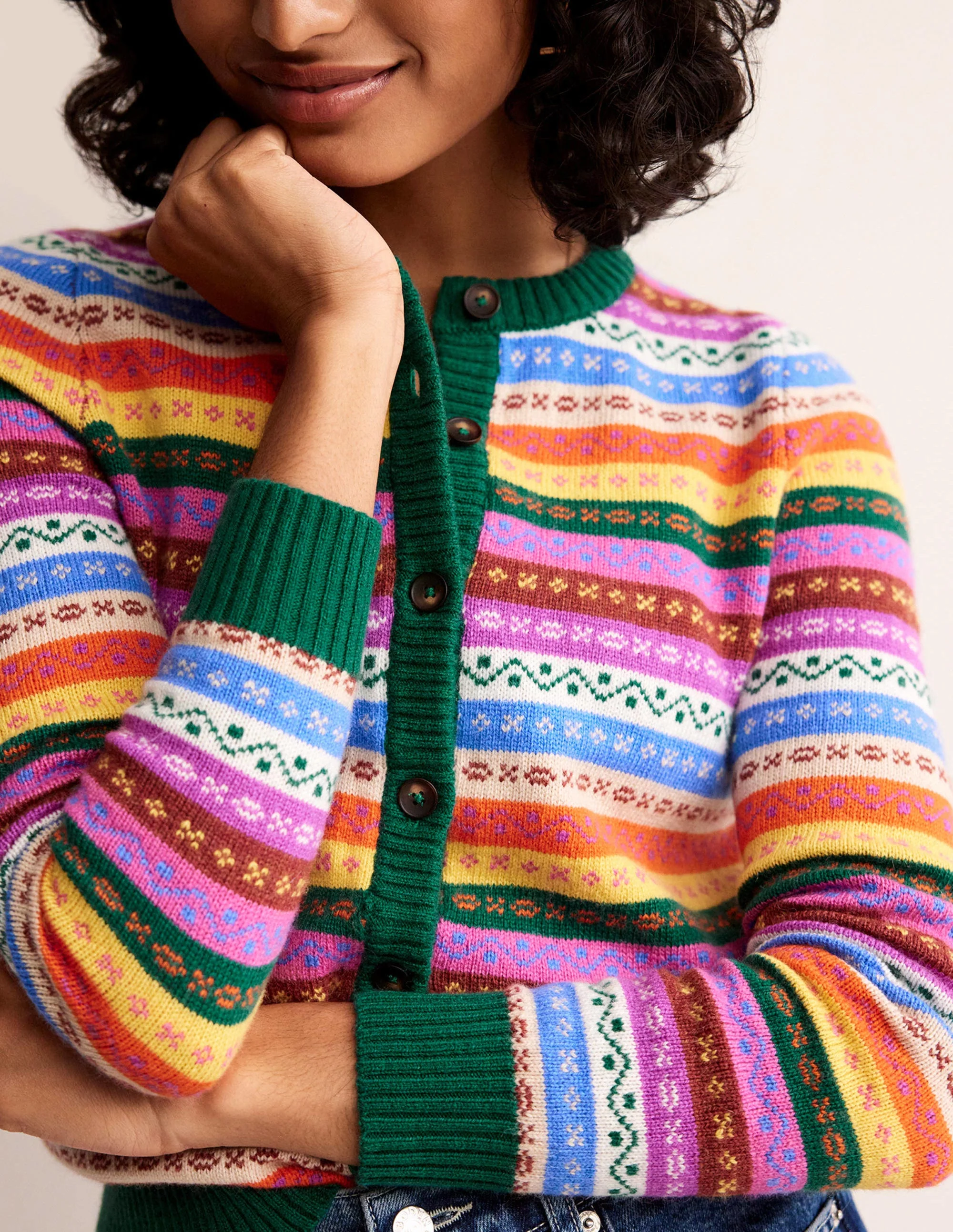 Edie Fair-Isle-Strickjacke-Regenbogen Fair-Isle - Image 2