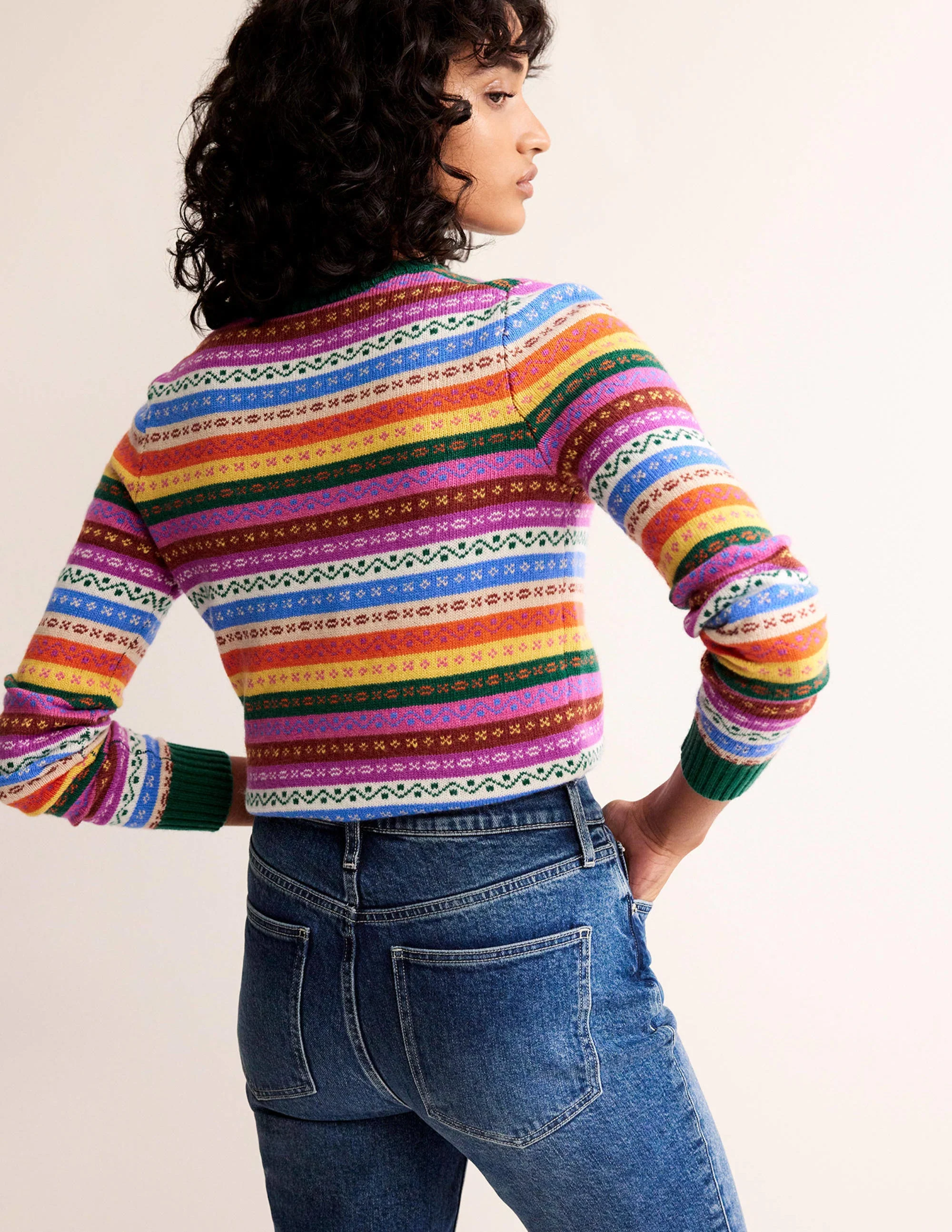 Edie Fair-Isle-Strickjacke-Regenbogen Fair-Isle - Image 3