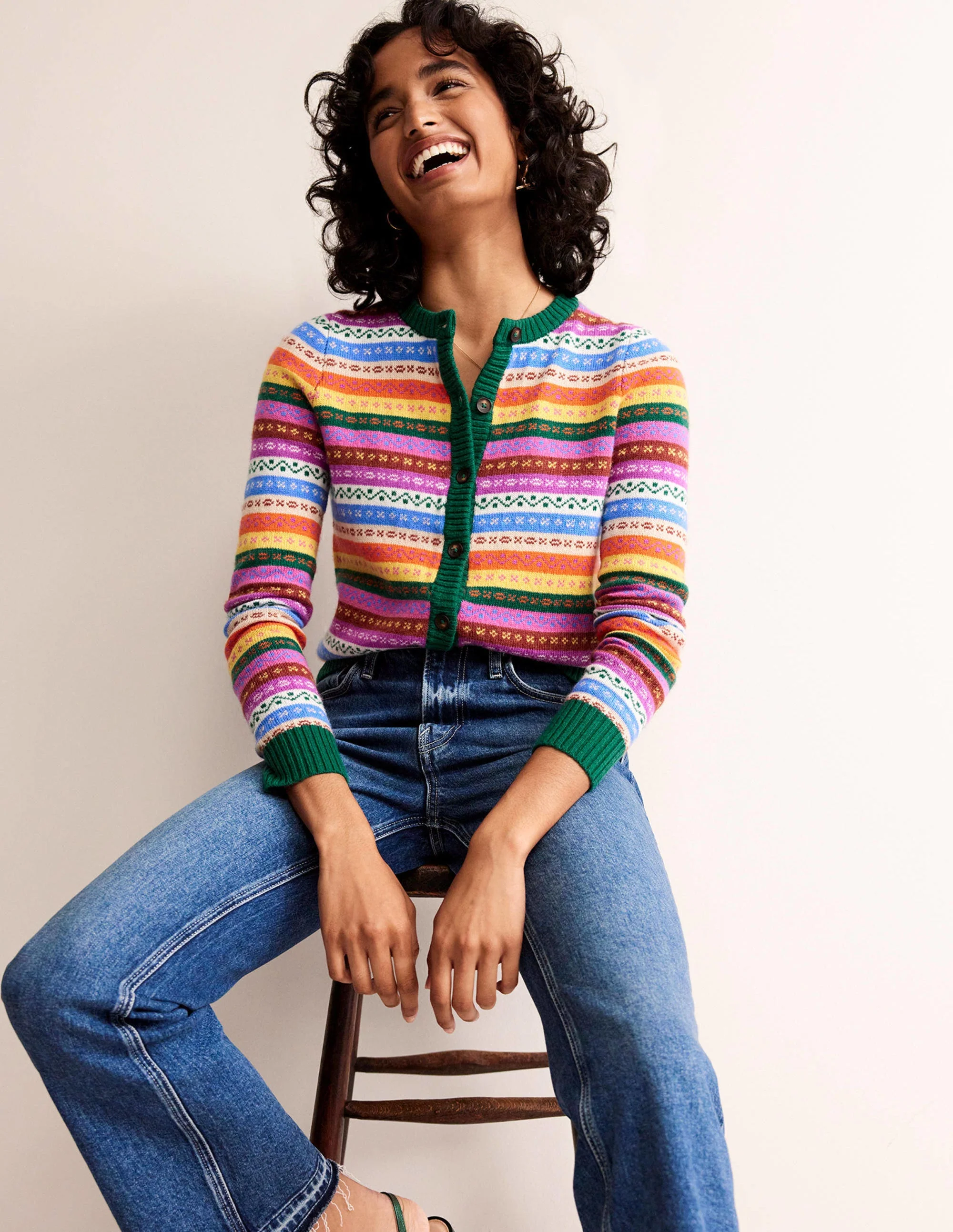 Edie Fair-Isle-Strickjacke-Regenbogen Fair-Isle - Image 4