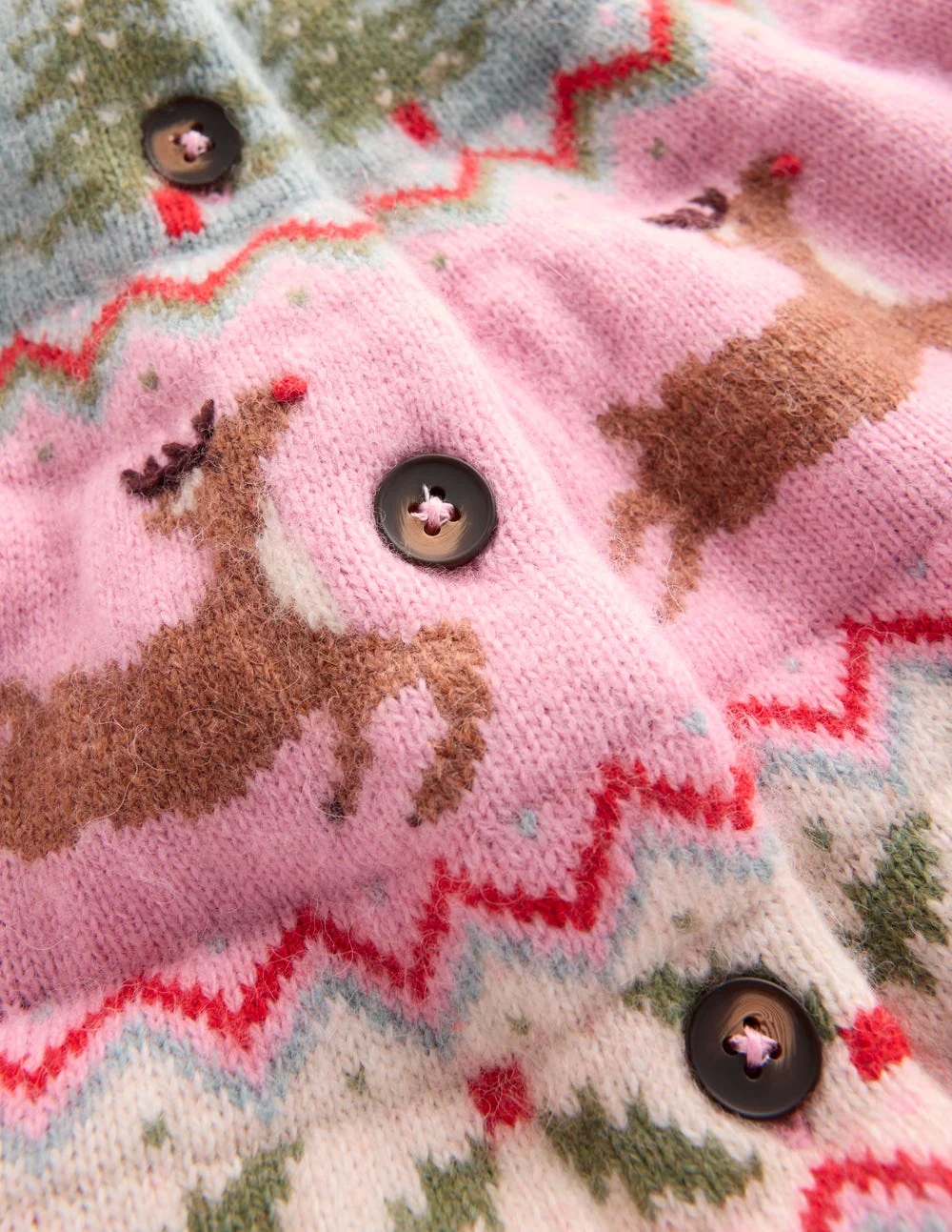 Edie Fair-Isle-Strickjacke-Rosa, Rentier - Image 7