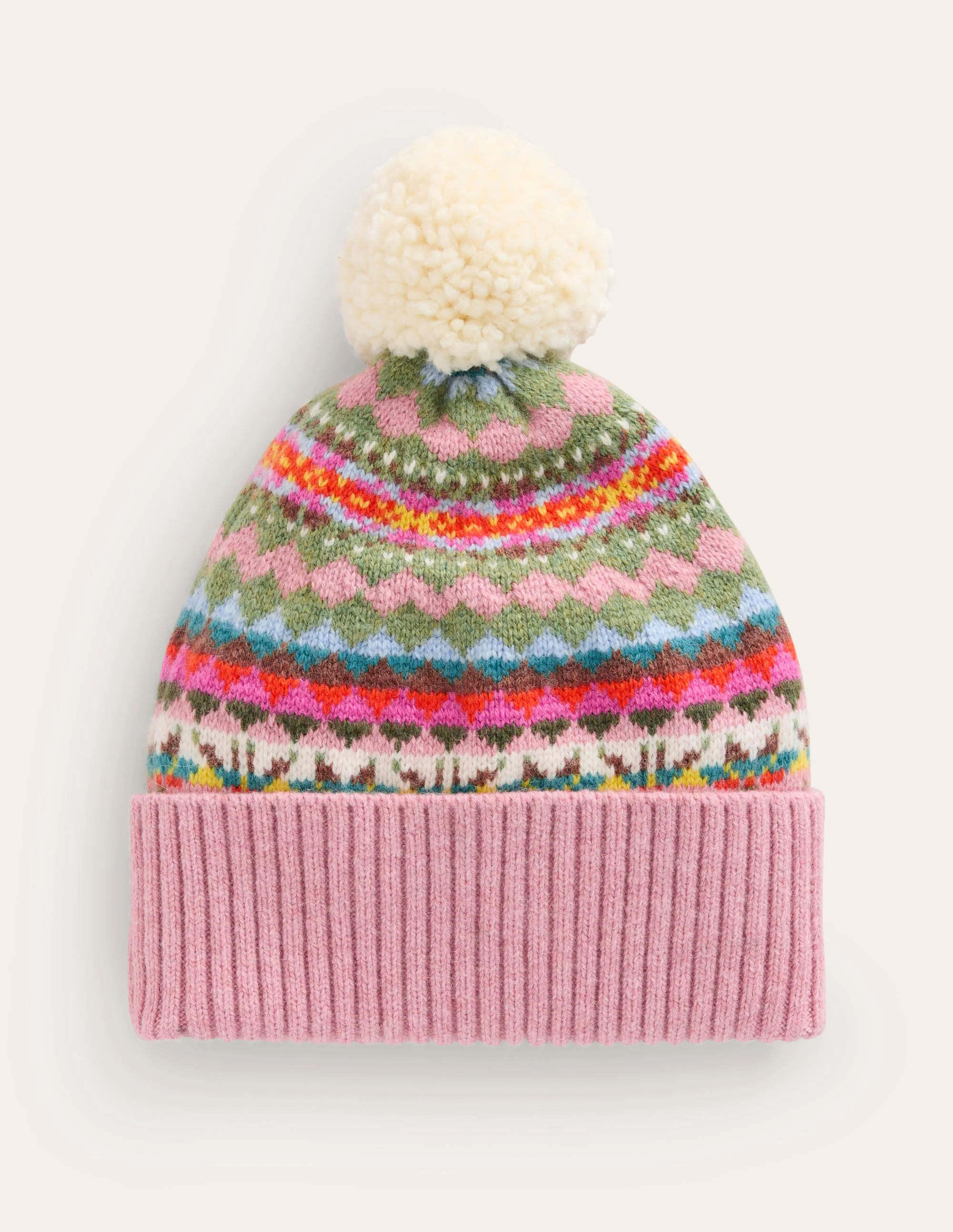 Edie Fair-Isle-Strickmütze-Blasspink - Image 2