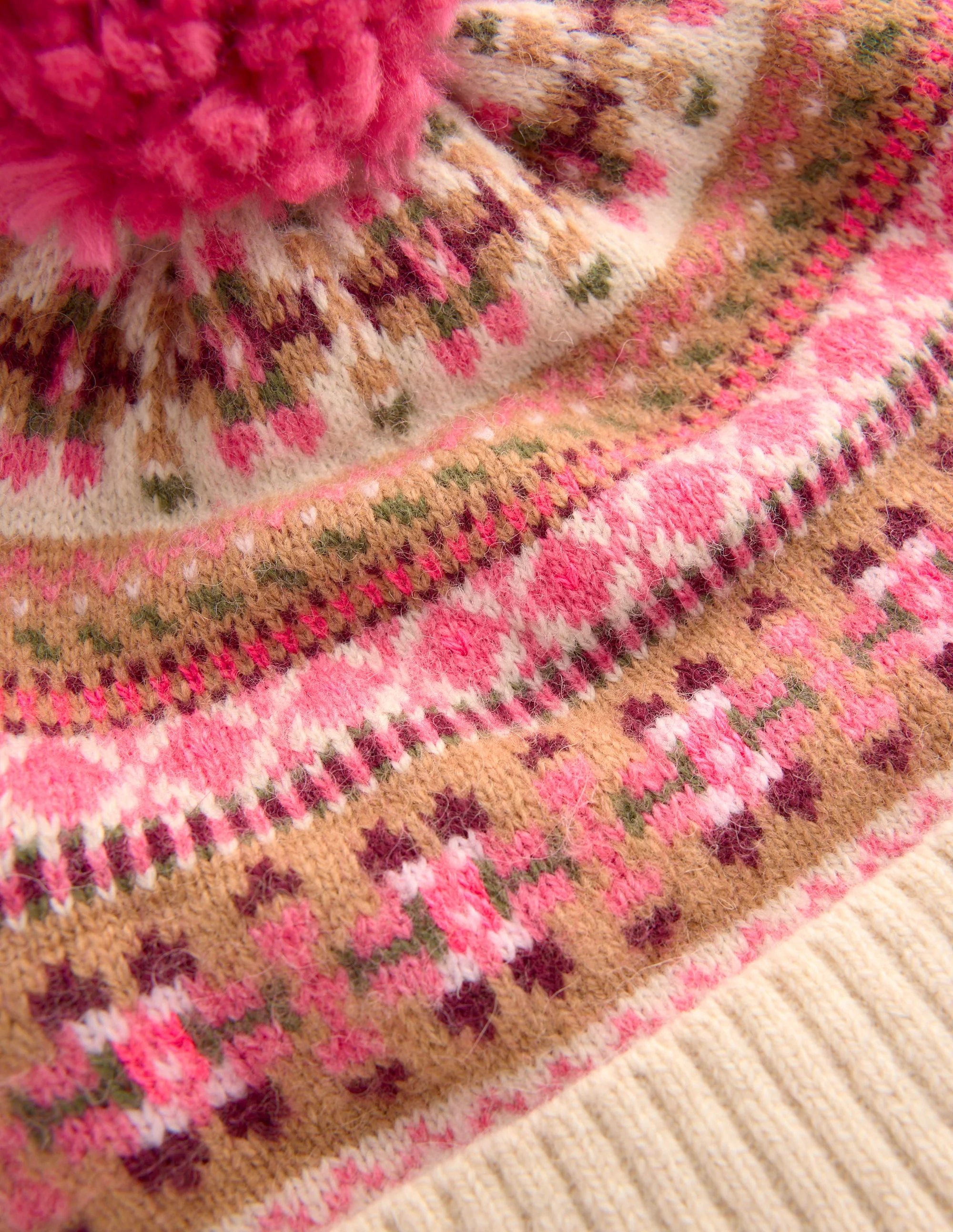 Edie Fair-Isle-Strickmütze-ROSA - Image 3