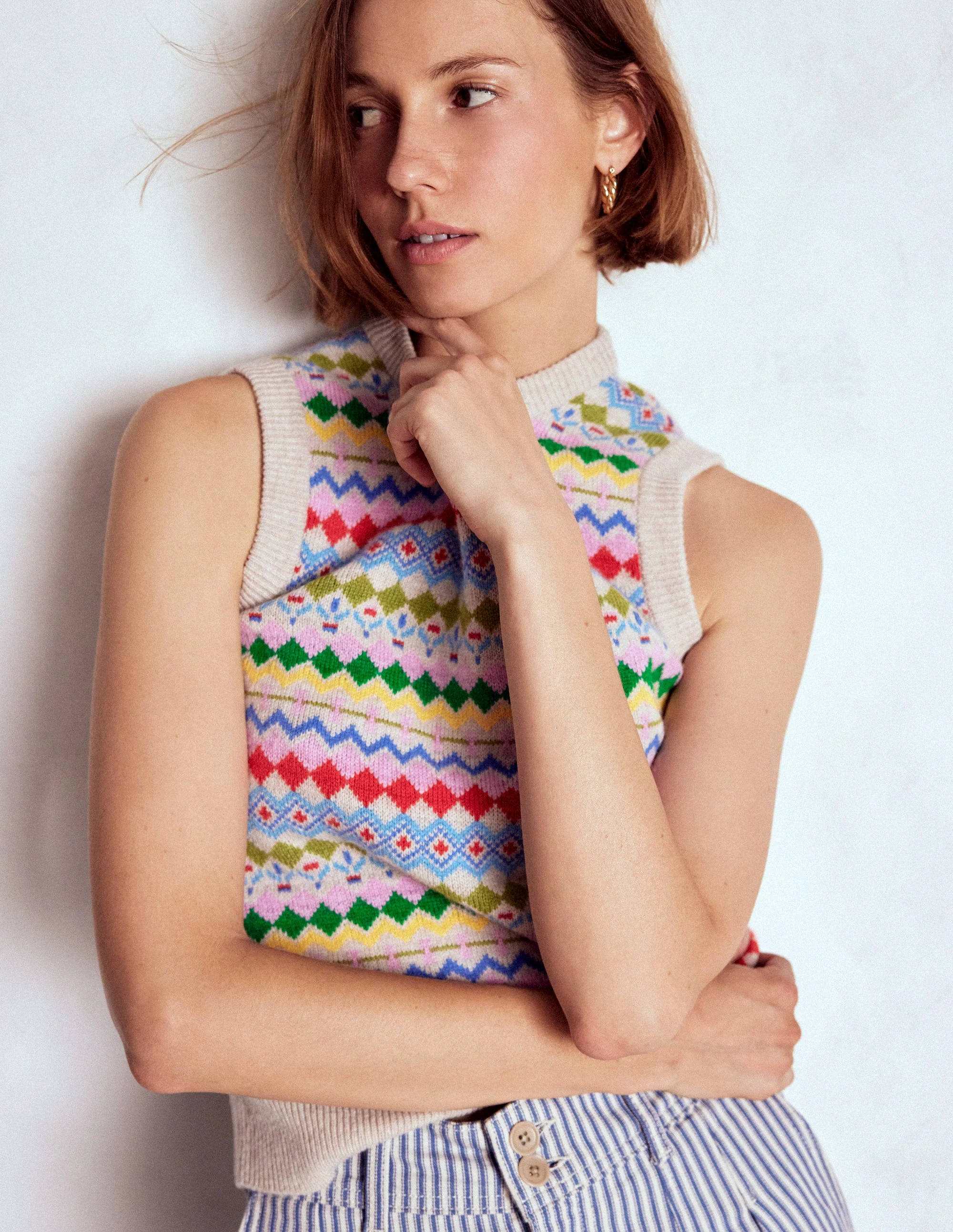 Edie Fair-Isle-Top-Haferbeige Melange, Bunt - Image 4
