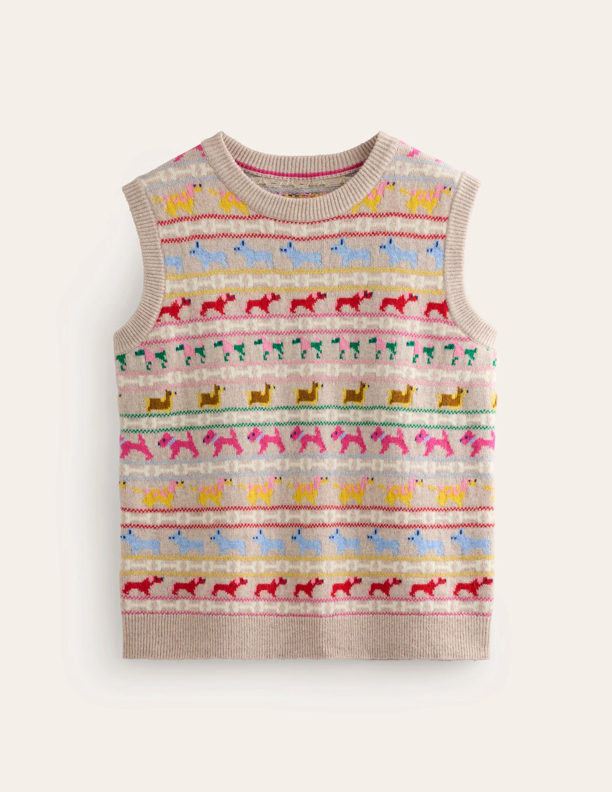 Edie Fair-Isle-Top-Haferbeige Meliert, Bunt Hunde - Image 8