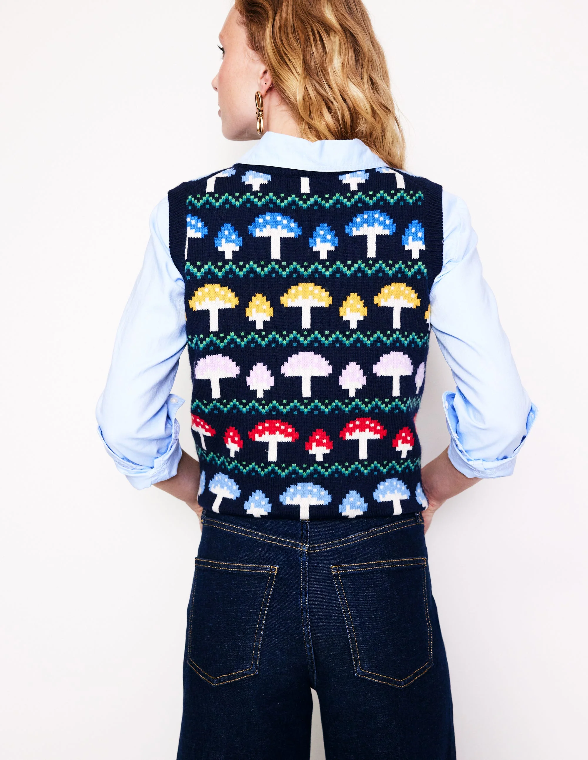 Edie Fair-Isle-Top-Marineblau Pilz - Image 3