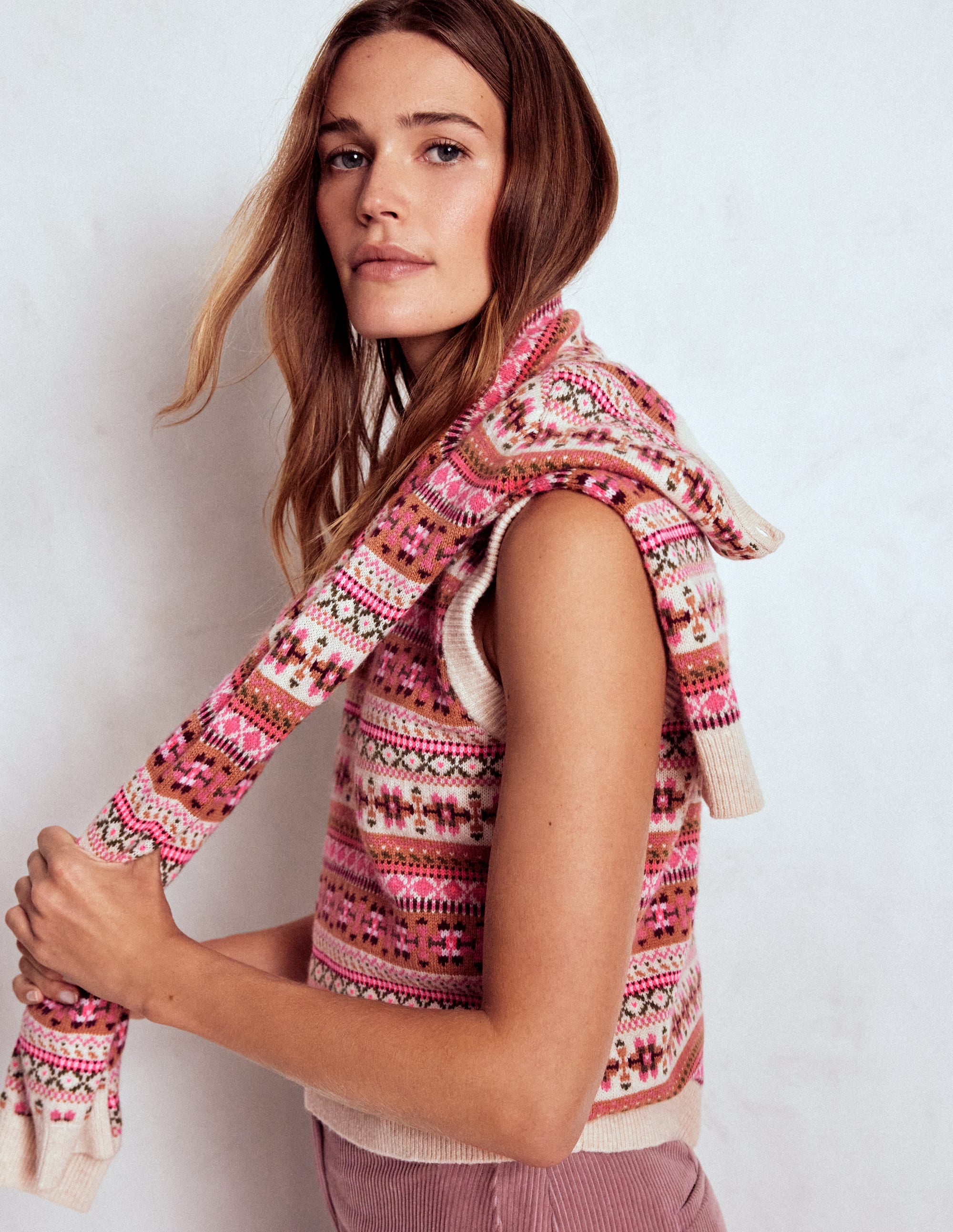Edie Fair-Isle-Top-Rosa Klassisches Fair-Isle - Image 5