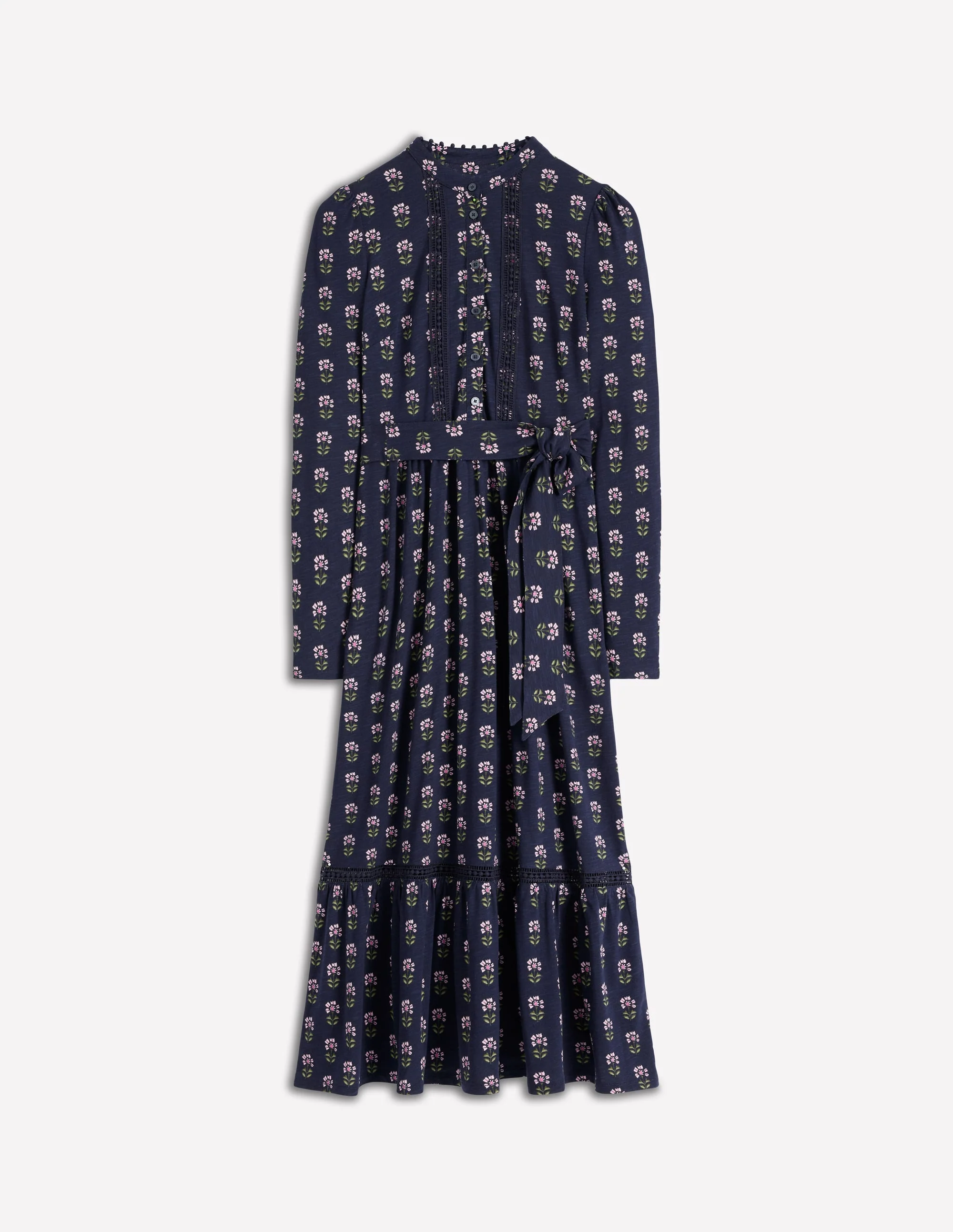 Edwina Jersey-Hemdblusenkleid-Französisch-Marineblau, Holzblock Blume - Image 5