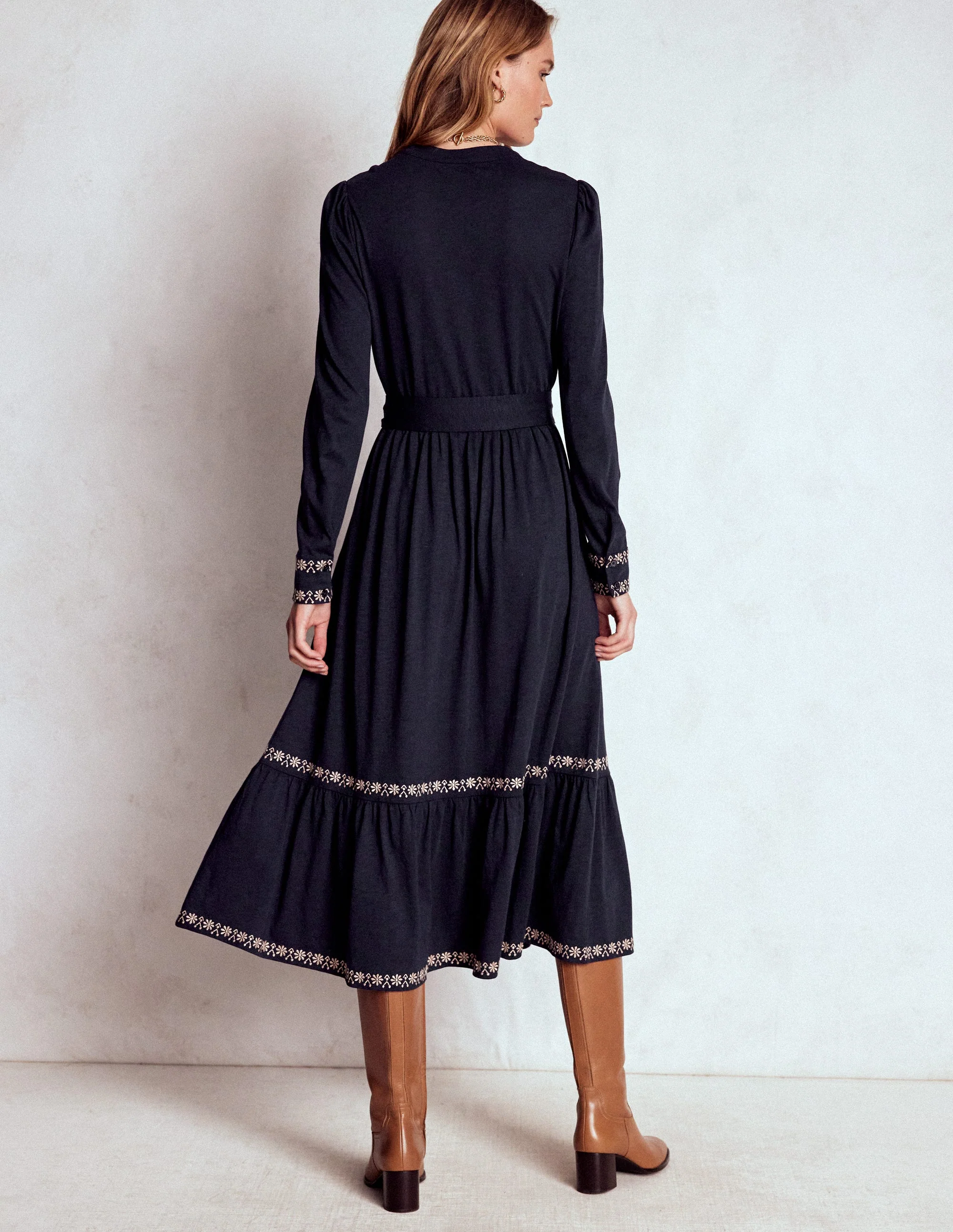 Edwina Jersey-Hemdblusenkleid-Marineblau - Image 3