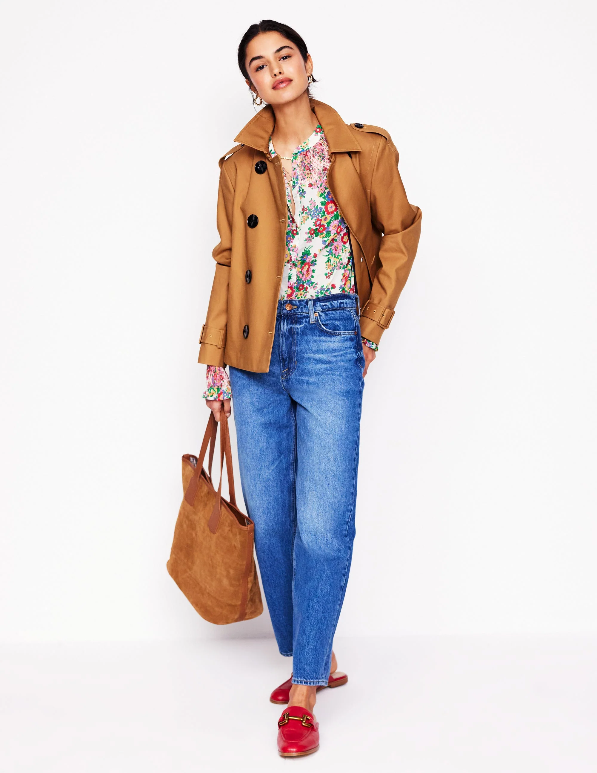 Effie Gesmokte Bluse-Bunt, Bouquet-Cluster - Image 5