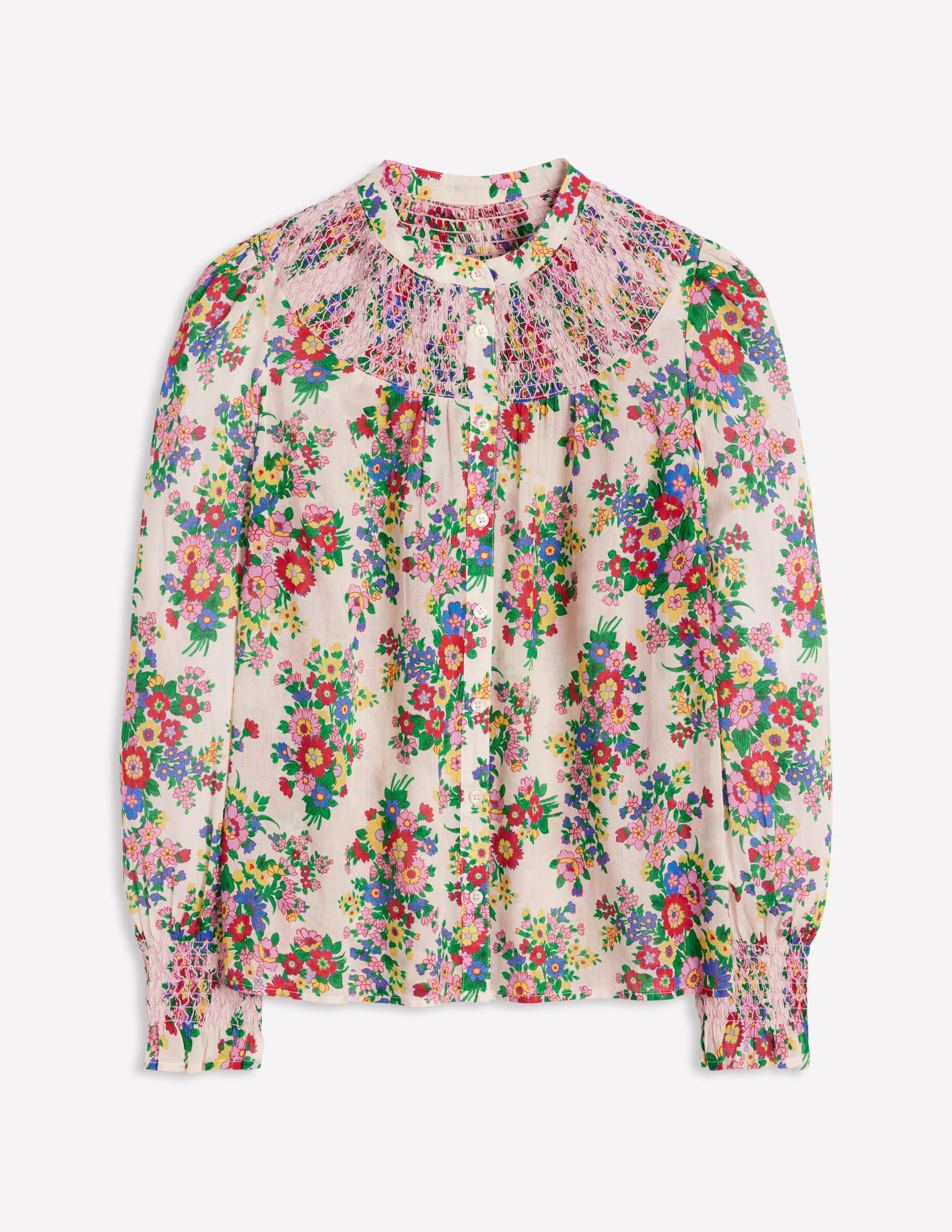 Effie Gesmokte Bluse-Bunt, Bouquet-Cluster - Image 8