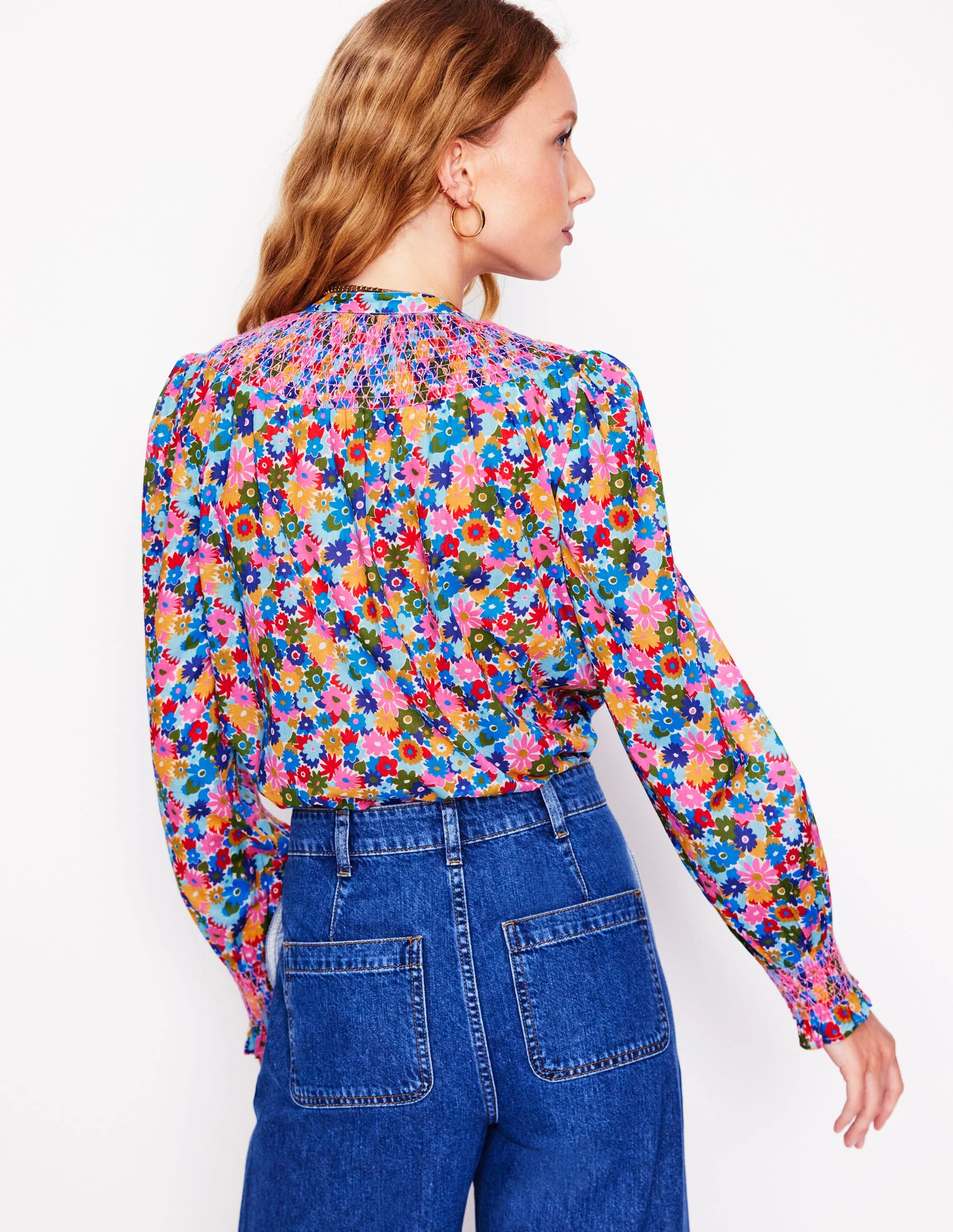 Effie Gesmokte Bluse-Bunt, Malkasten Blümchen - Image 5
