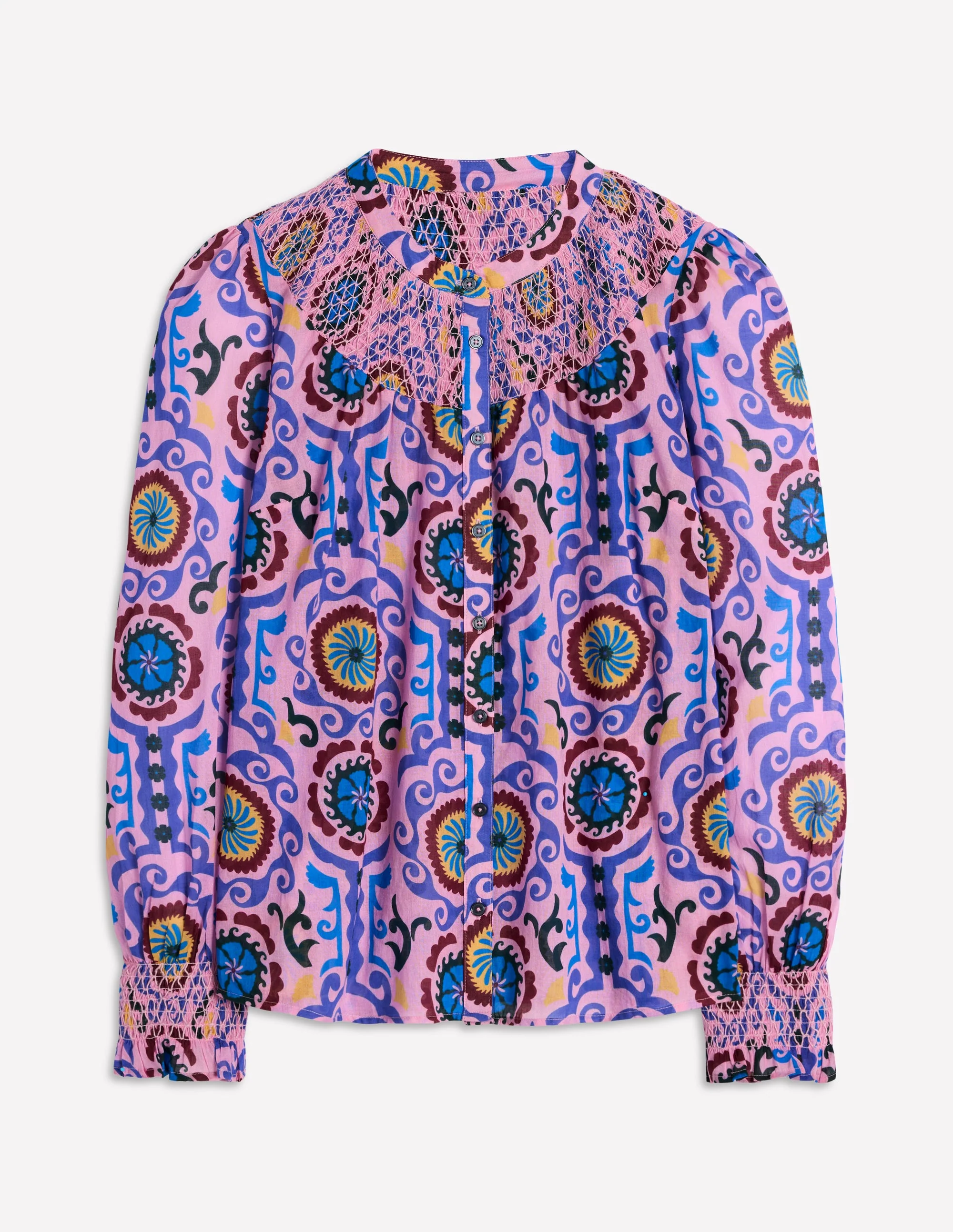 Effie Gesmokte Bluse-Weicher Lavendel, Zierwelle - Image 6