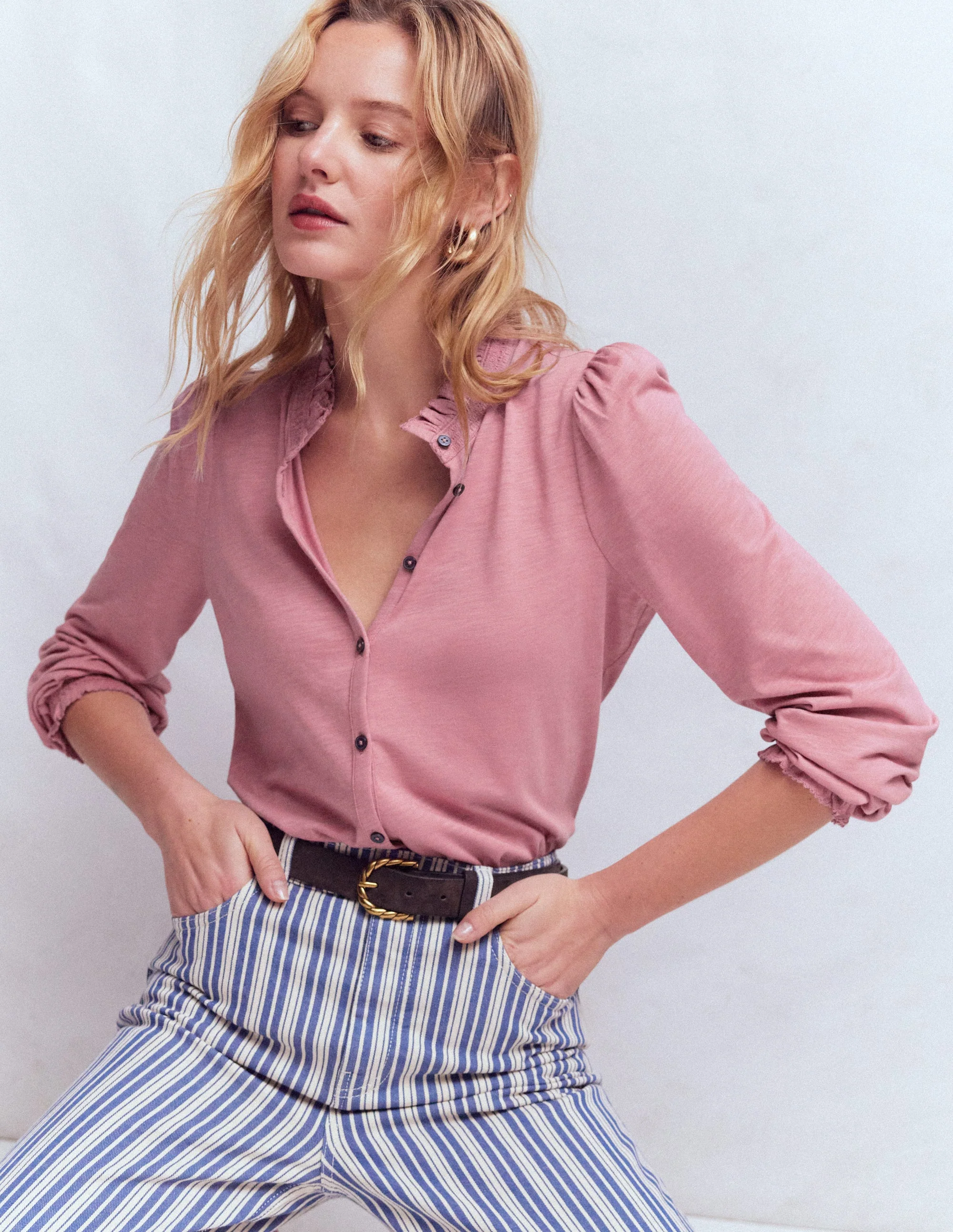 Effie Hemd mit gesmokten Details-Flieder